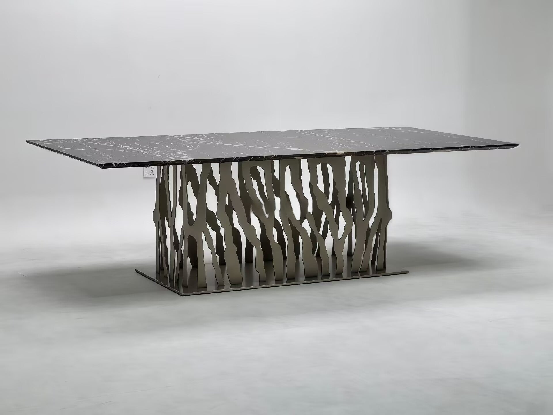 Baobab High-End Artistic Stainless Steel Rectangle Marble Dining Table