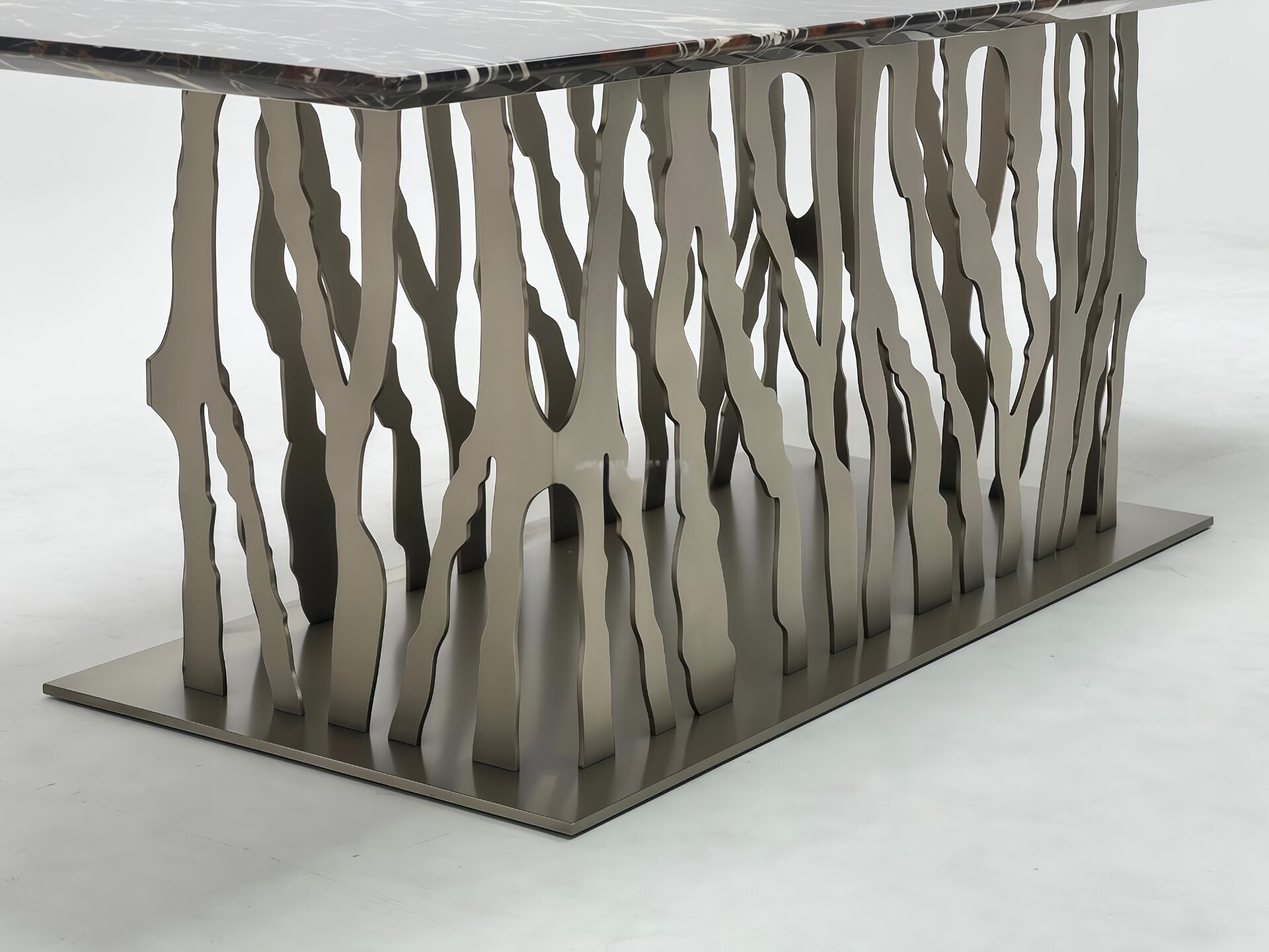 Baobab High-End Artistic Stainless Steel Rectangle Marble Dining Table