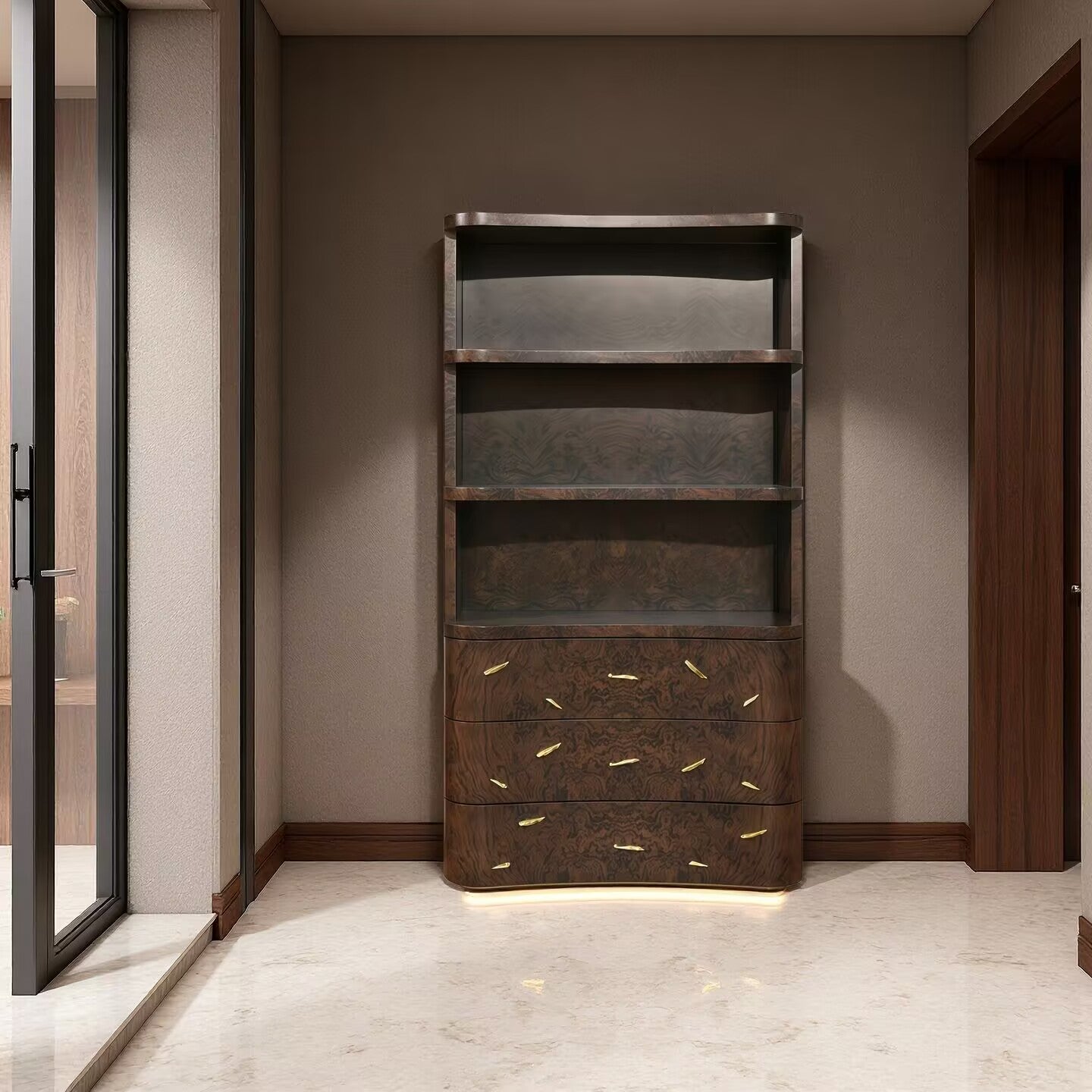 Baraka Luxurious Designer Creativity Solid Wood Brass Bookcase