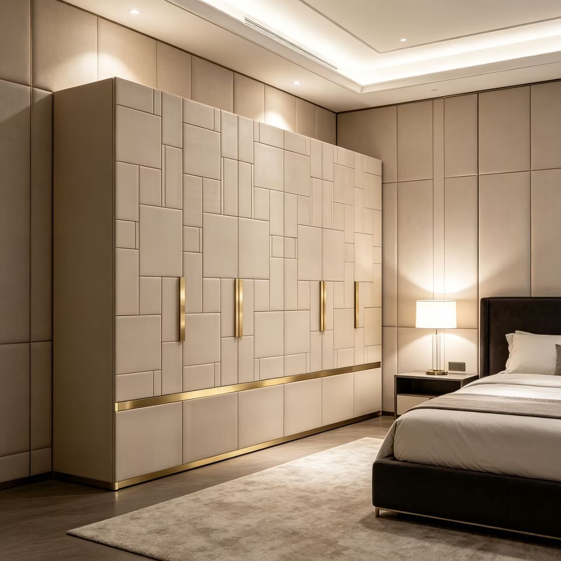 Barrymore High-End Simple Solid Wood Leather Customize Wardrobe