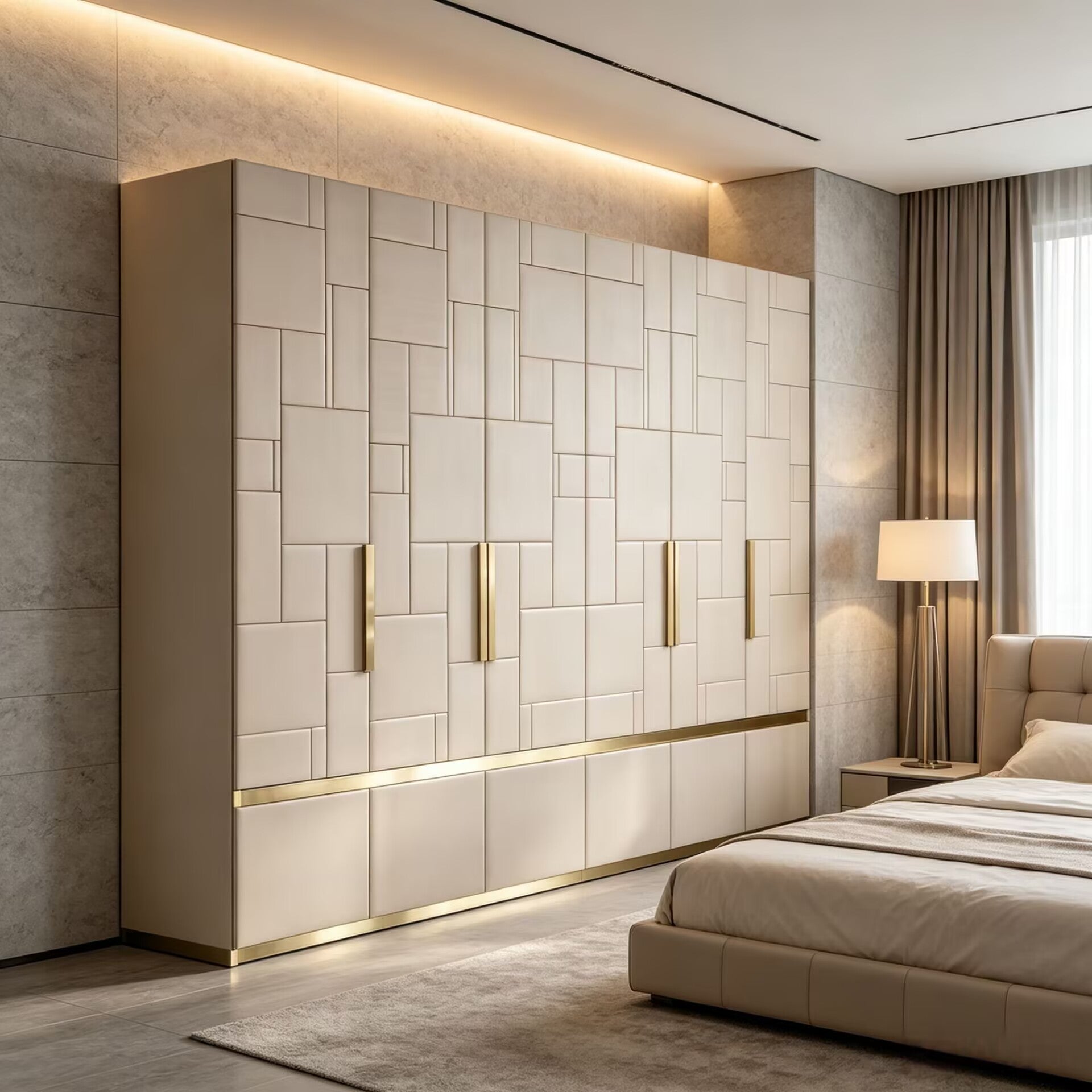 Barrymore High-End Simple Solid Wood Leather Customize Wardrobe
