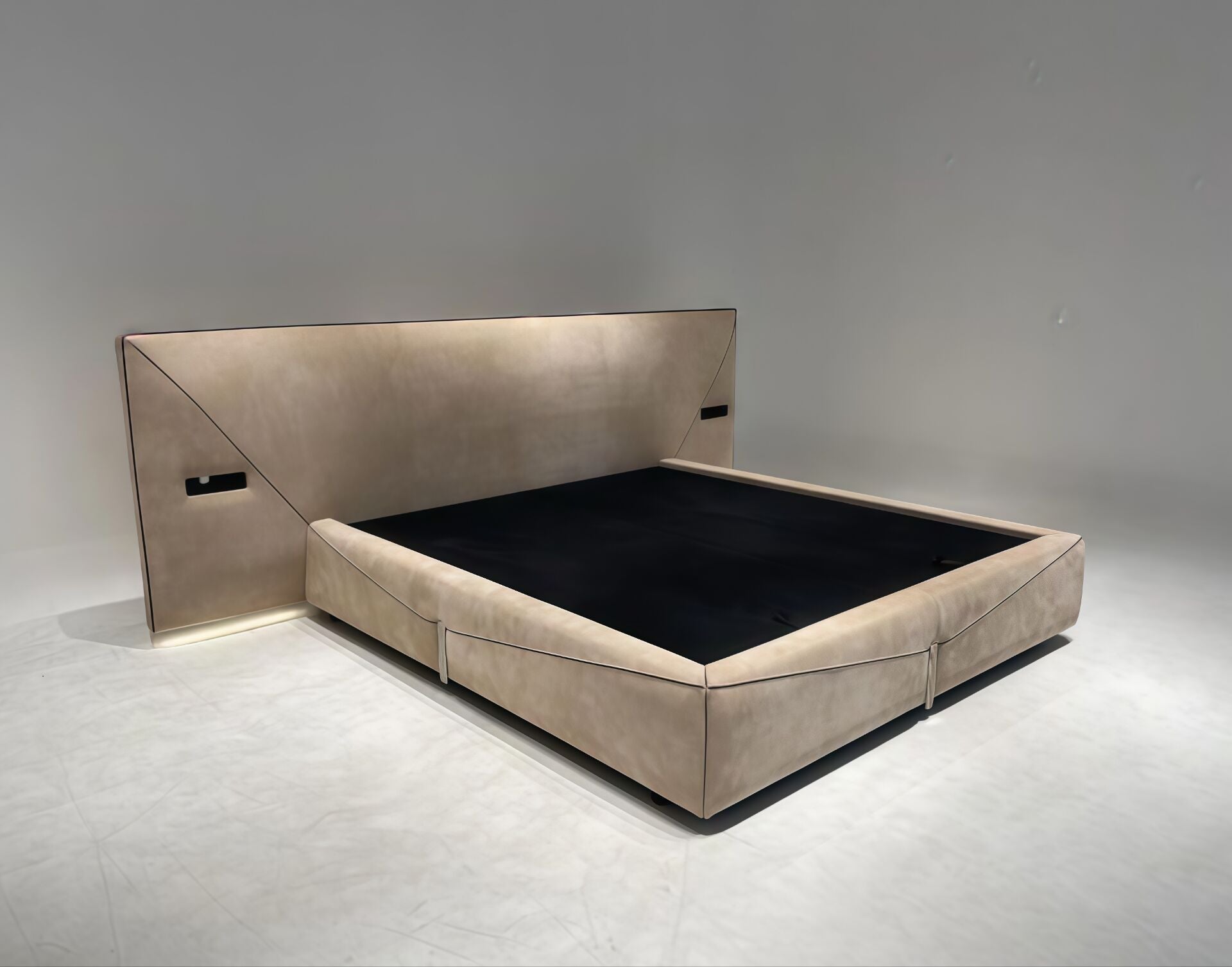 Bastian Modern Minimalist Genuine Leather Customize Double Bed