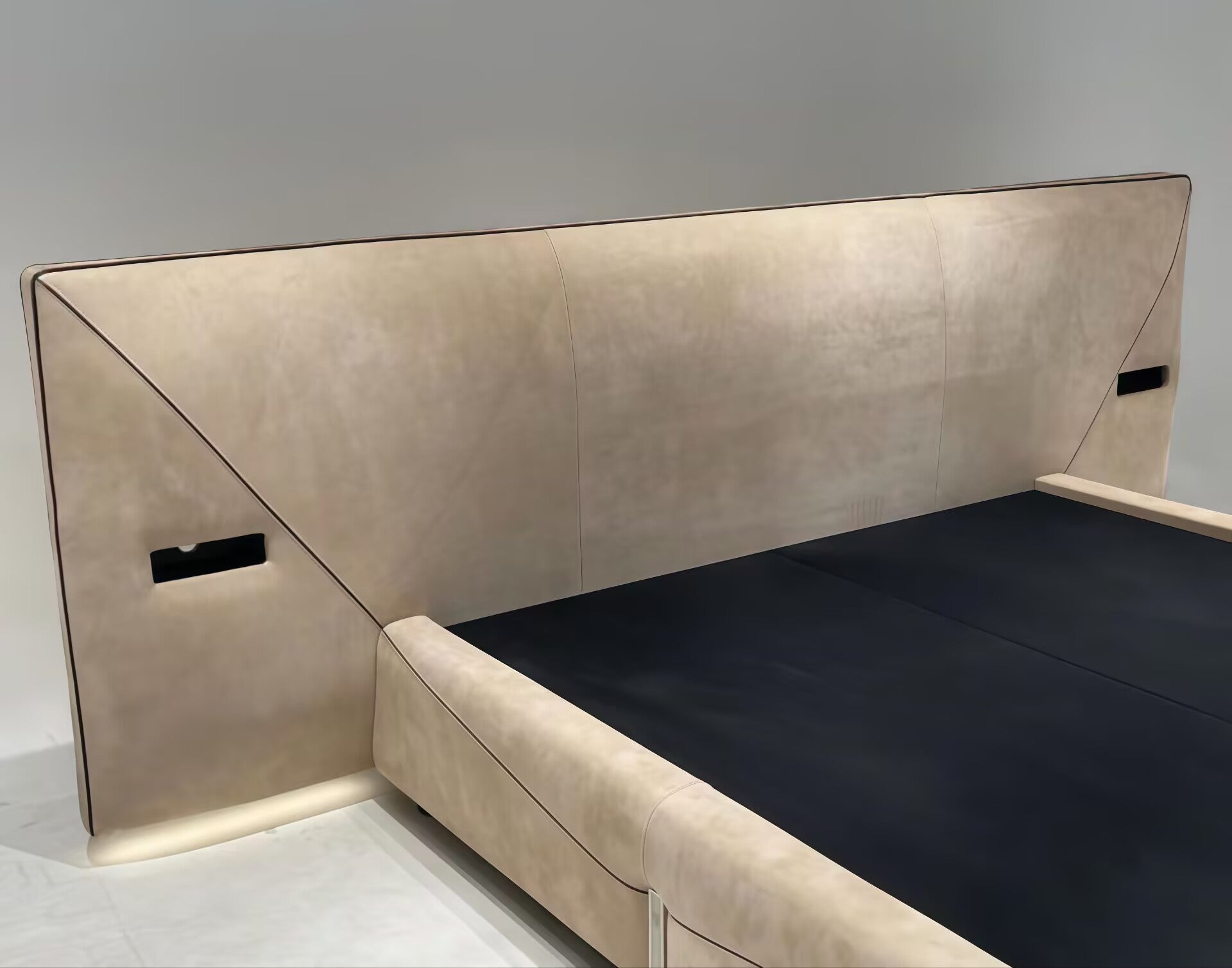 Bastian Modern Minimalist Genuine Leather Customize Double Bed