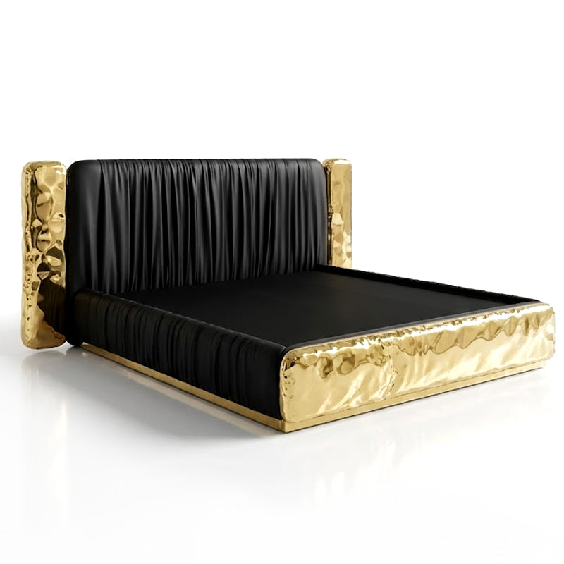 Modern Artistic Villa Bedroom Upscale Brass Fabric Double Bed