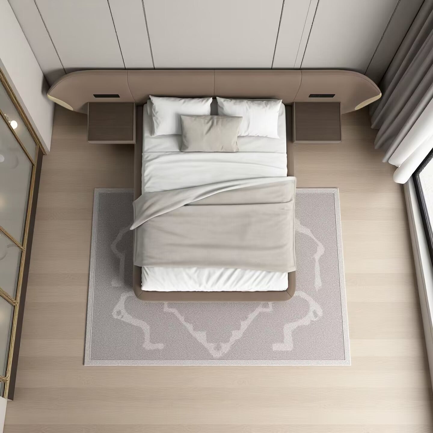 Modern Luxury Designer Minimalist Leather Solid Wood Customized Bed