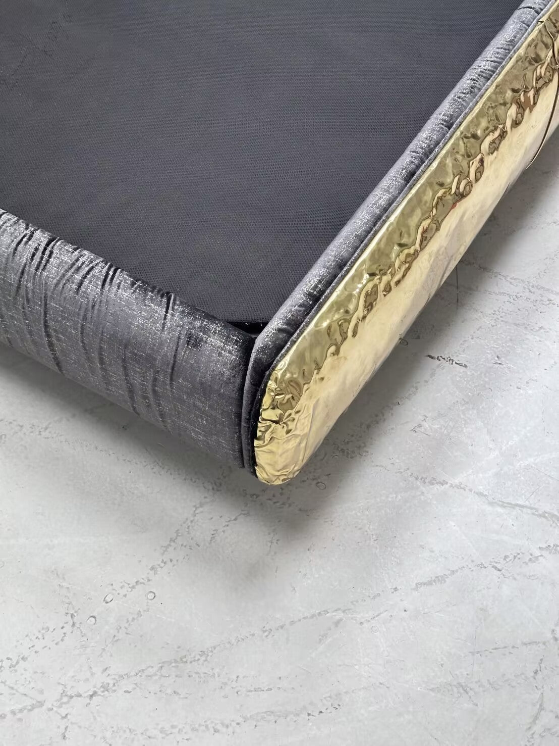 Modern Artistic Villa Bedroom Upscale Brass Fabric Double Bed