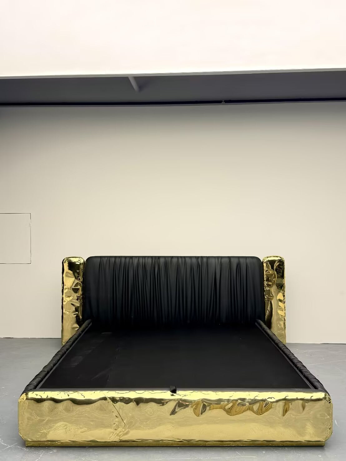 Modern Artistic Villa Bedroom Upscale Brass Fabric Double Bed