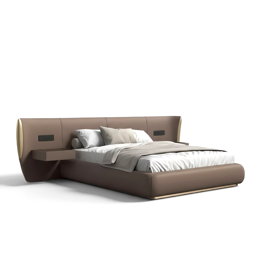 Modern Luxury Designer Minimalist Leather Solid Wood Customized Bed