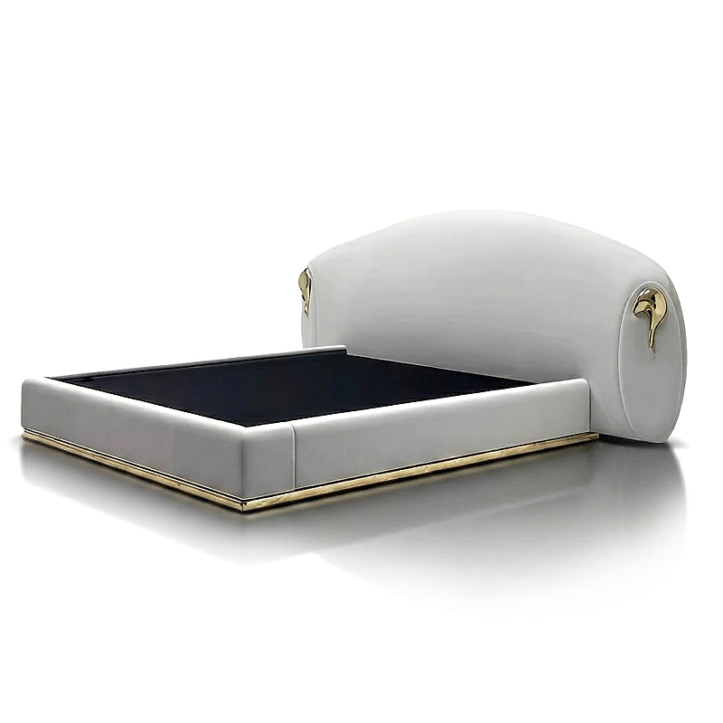 Luxury Minimalism Villa Bedroom Art Genuine Leather Double Bed