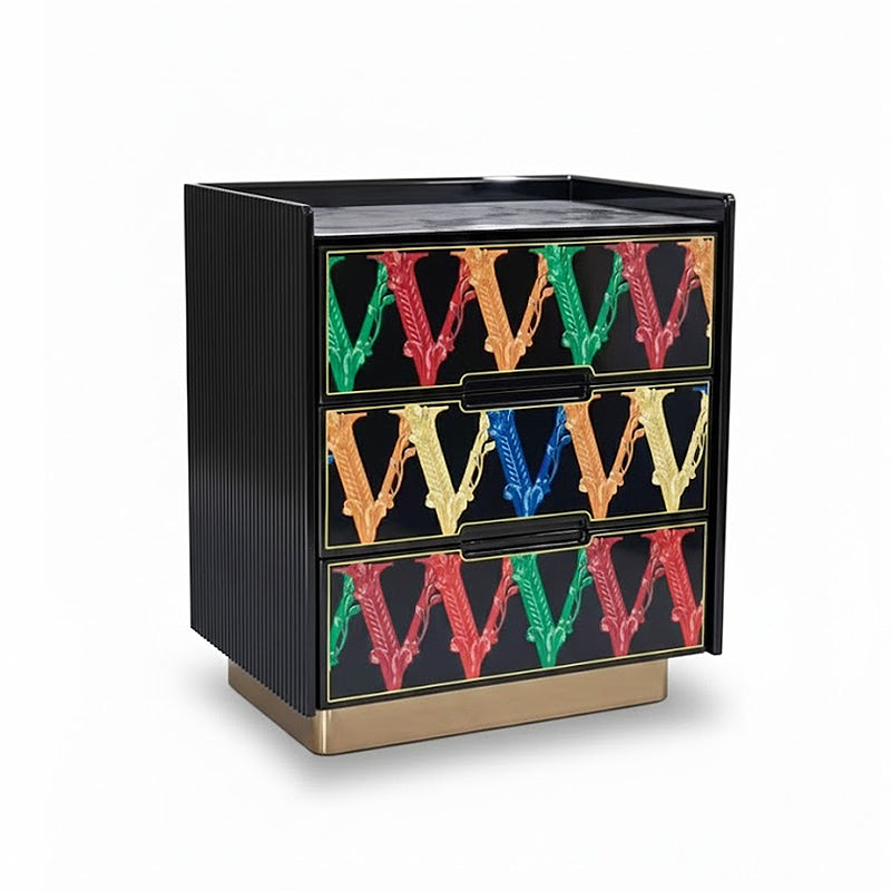 Italian Bedroom Unique Metal Artistic Solid Wood Bedside Table