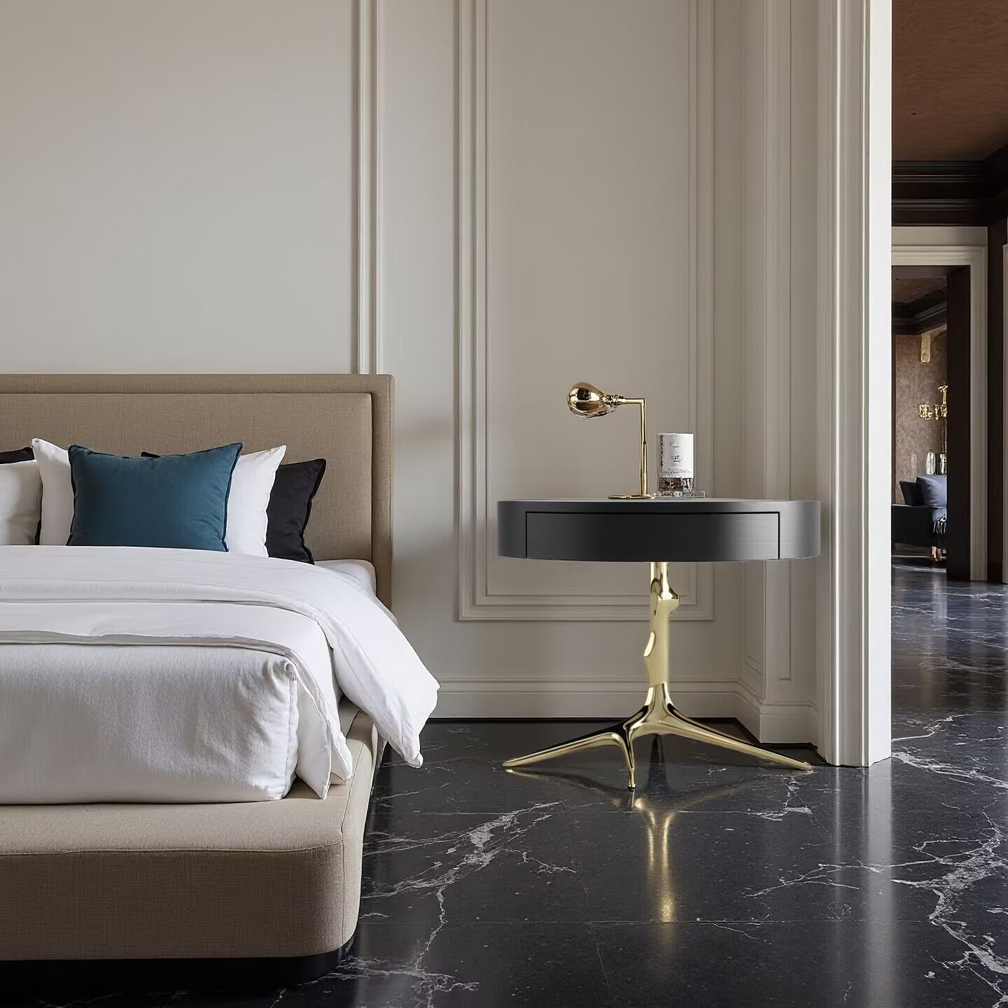 Luxurious Artistic Creative Solid Wood Minimalist Bedside Table