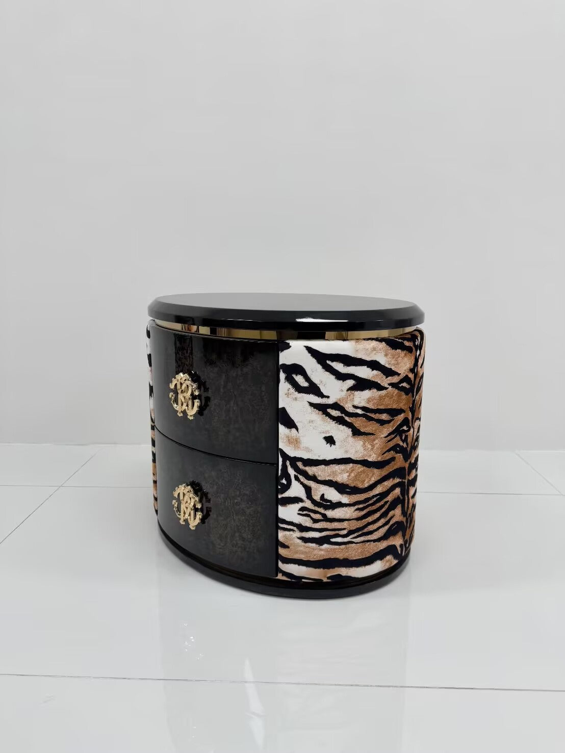 Designer Leopard Print  High End Solid Wood Unique Bedside Table