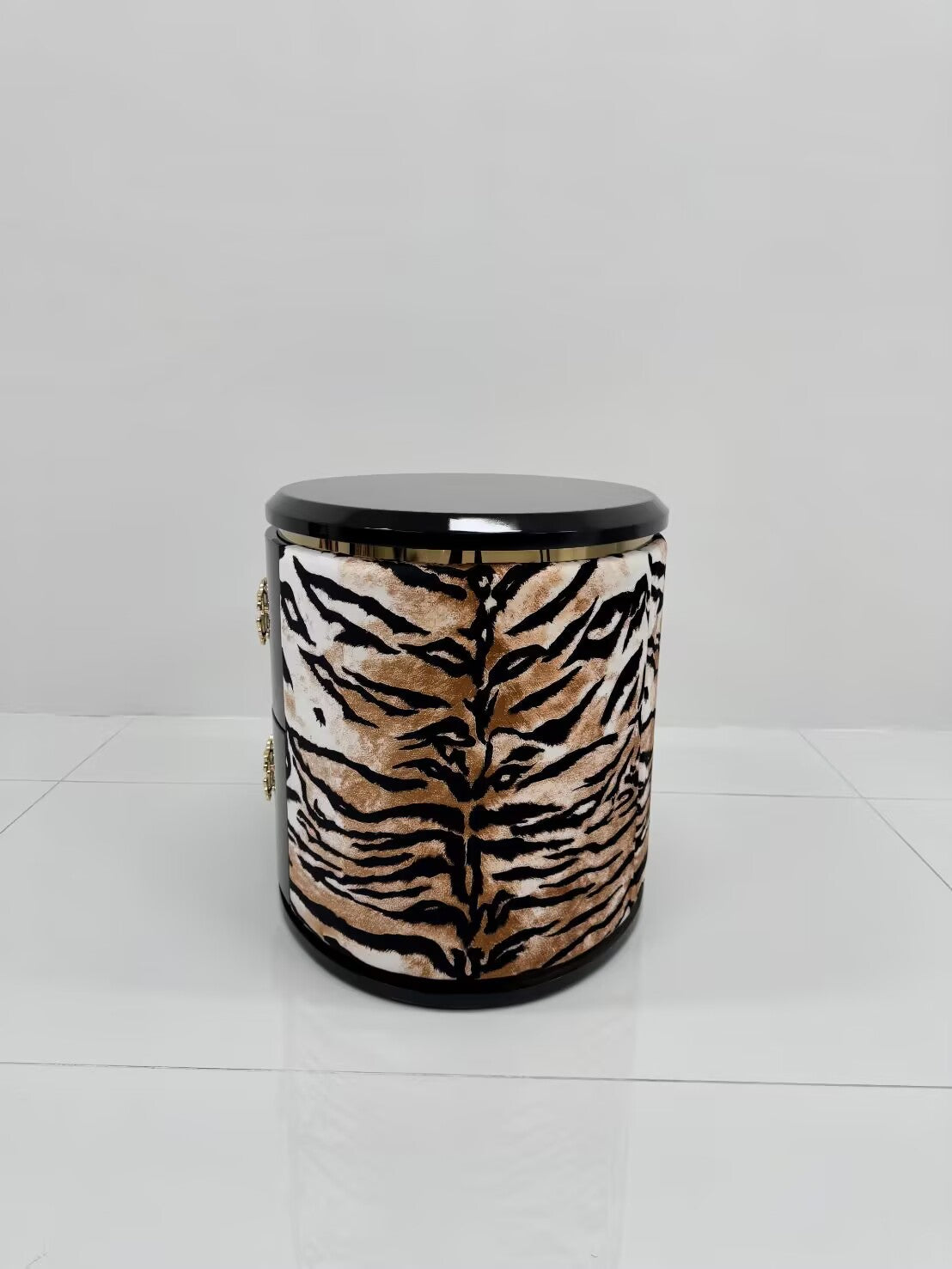 Designer Leopard Print  High End Solid Wood Unique Bedside Table