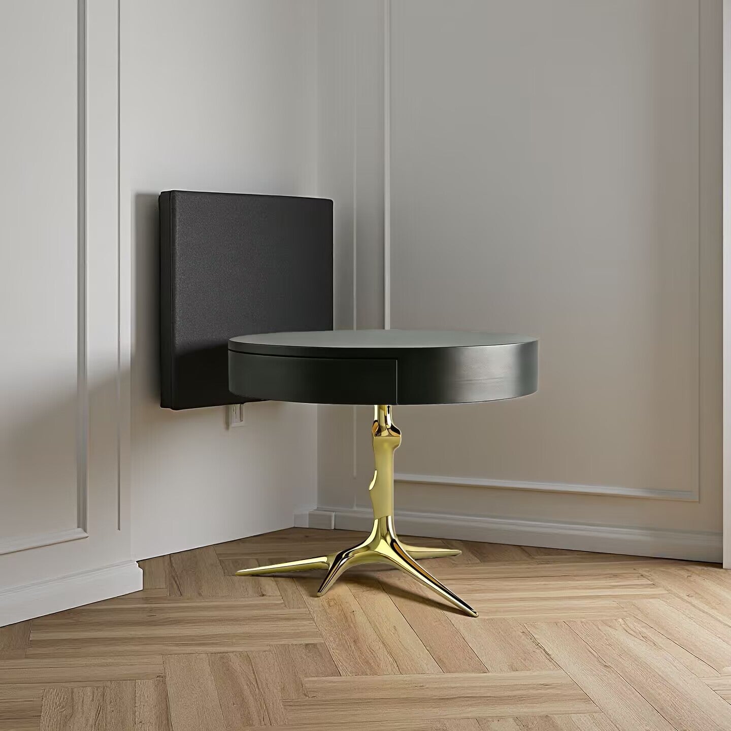 Luxurious Artistic Creative Solid Wood Minimalist Bedside Table