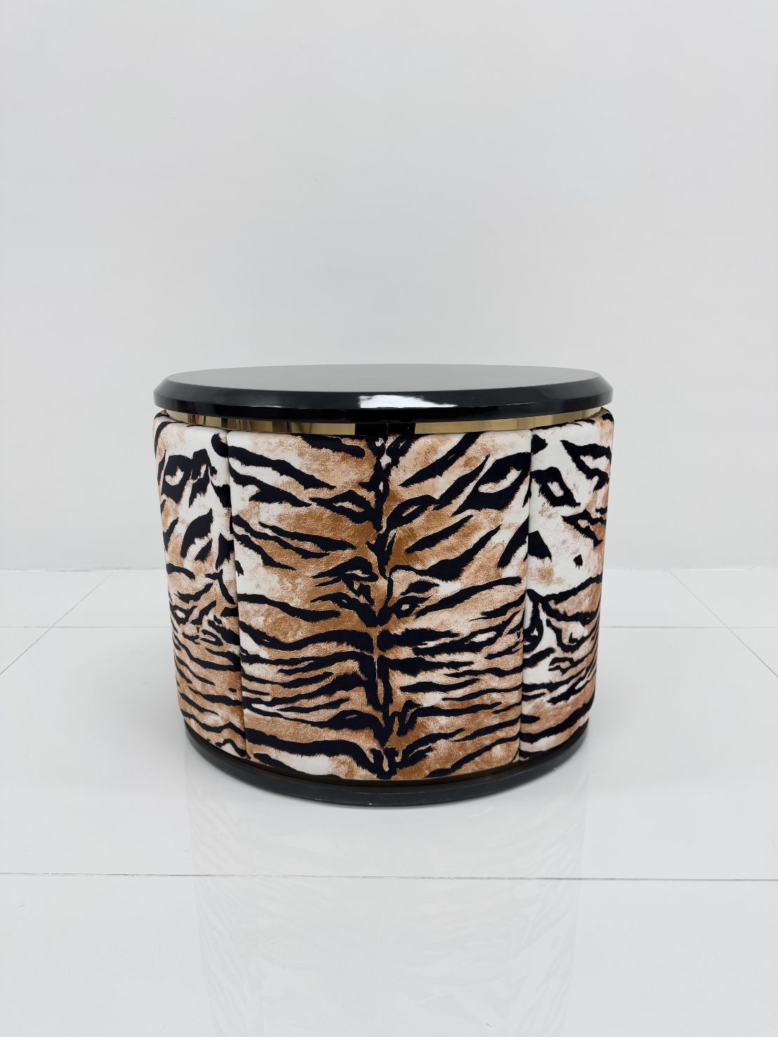Designer Leopard Print  High End Solid Wood Unique Bedside Table