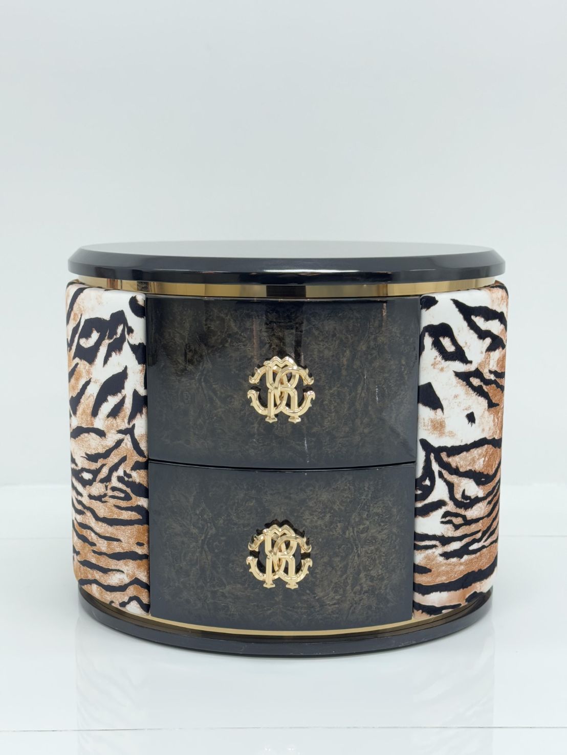 Designer Leopard Print  High End Solid Wood Unique Bedside Table