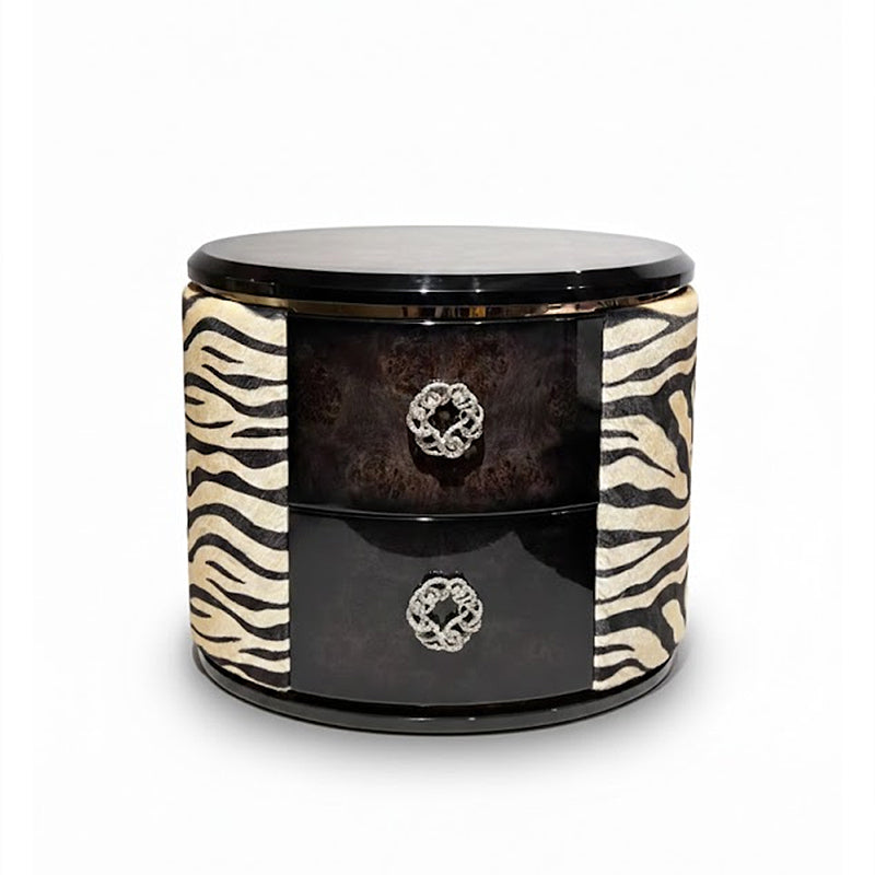 Designer Leopard Print  High End Solid Wood Unique Bedside Table