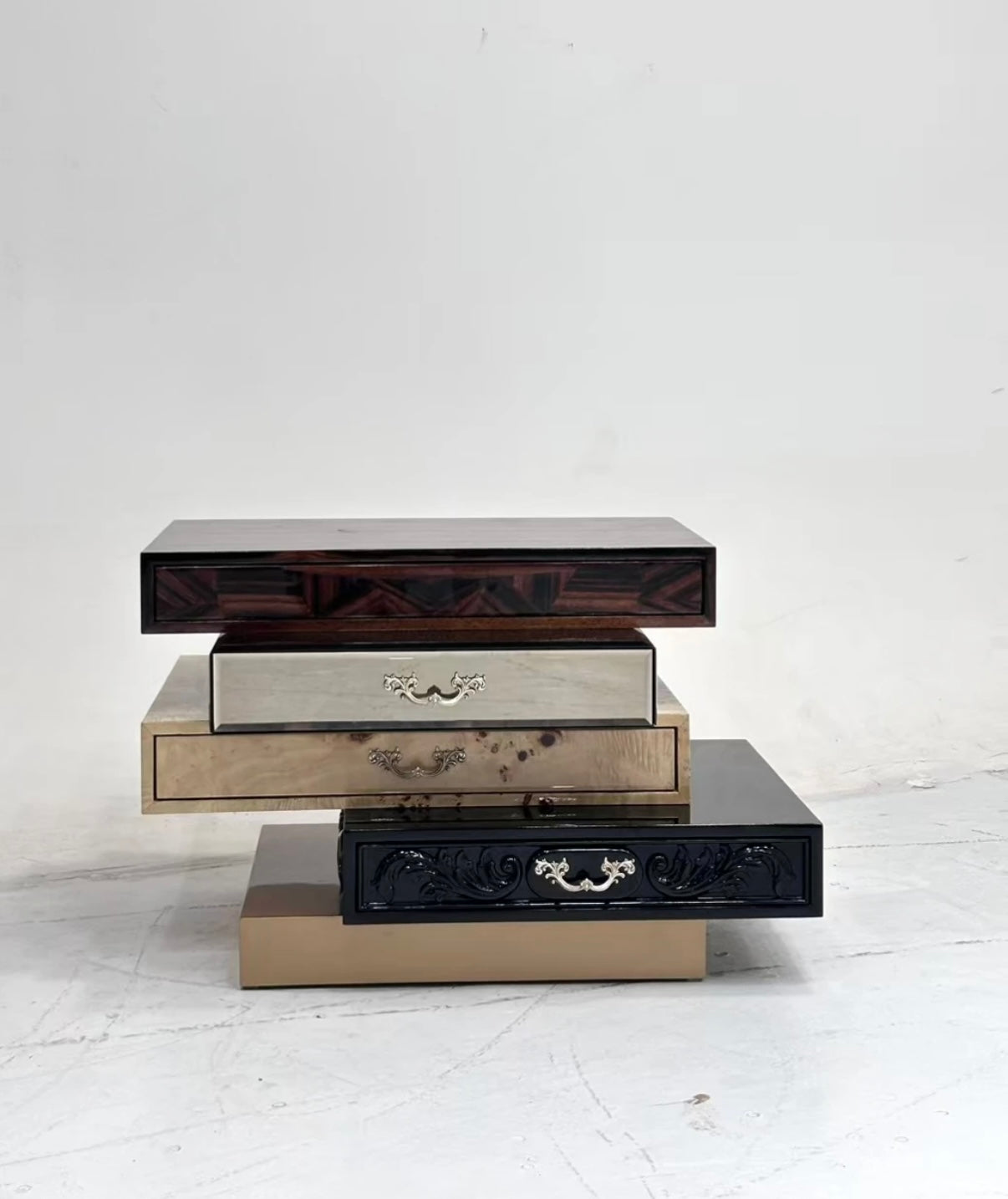 frank Villa multi-drawer solid wood irregular nightstand