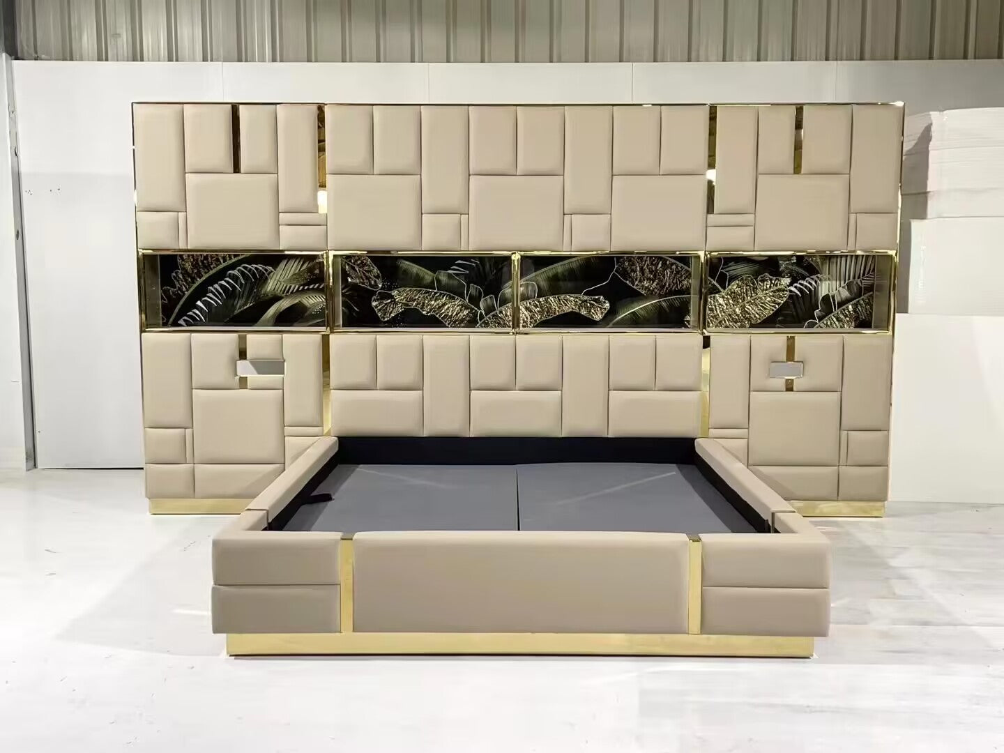Beloved Art Italian Luxurious Genuine Leather Commission Double Bed