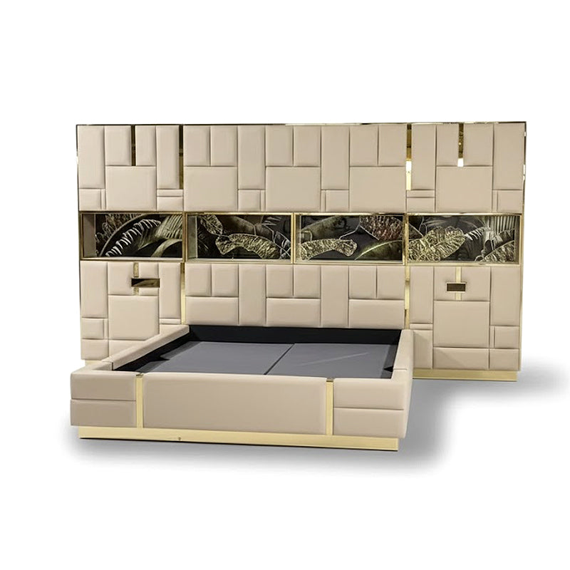 Beloved Art Italian Luxurious Genuine Leather Commission Double Bed