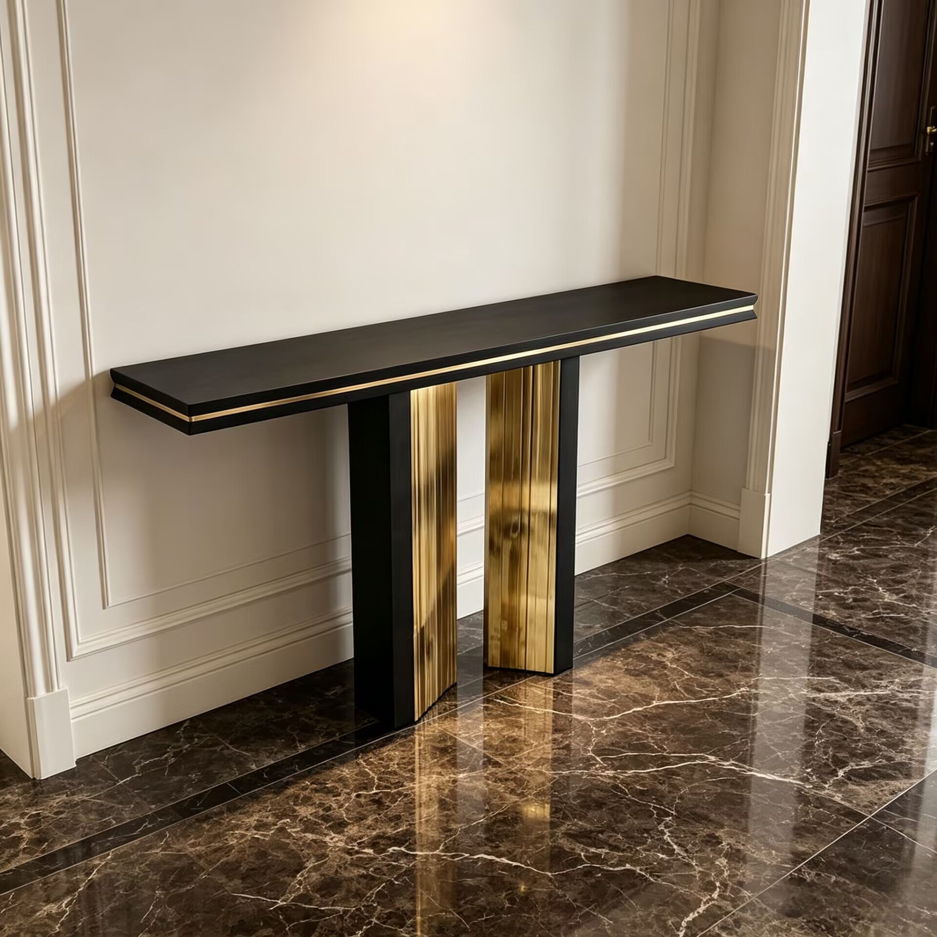 Beyond Italian Creativity Stainless Steel Solid Wood Decorate Console
