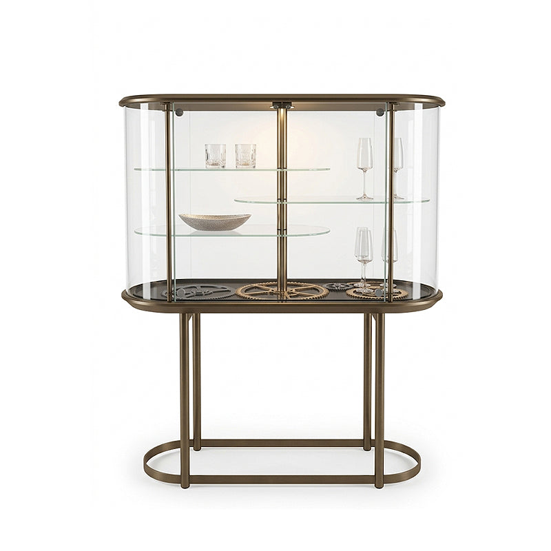 Big Ben Modern Mechanical Upscale Metal Glass Wine Cabinet