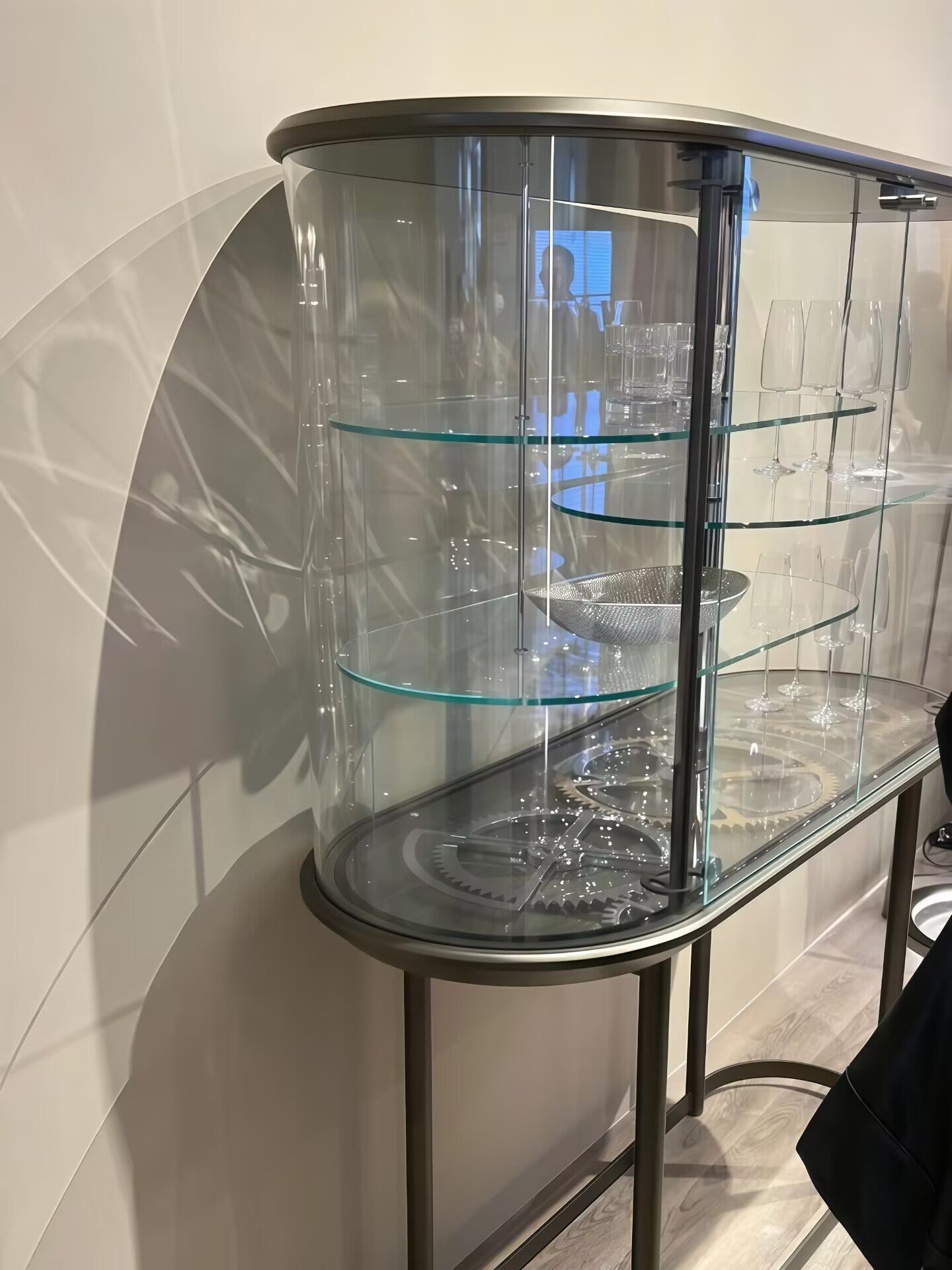Big Ben Modern Mechanical Upscale Metal Glass Wine Cabinet
