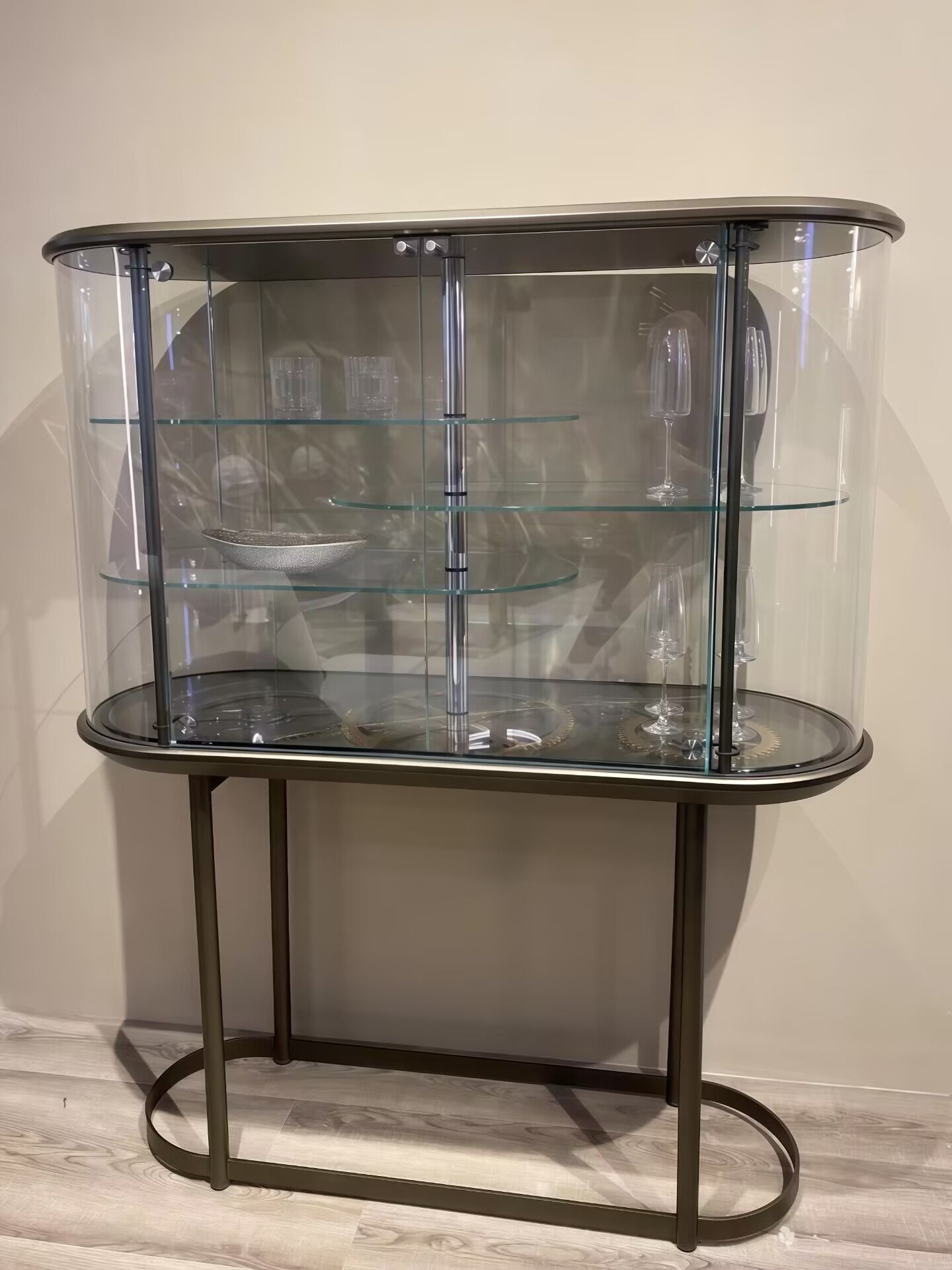Big Ben Modern Mechanical Upscale Metal Glass Wine Cabinet