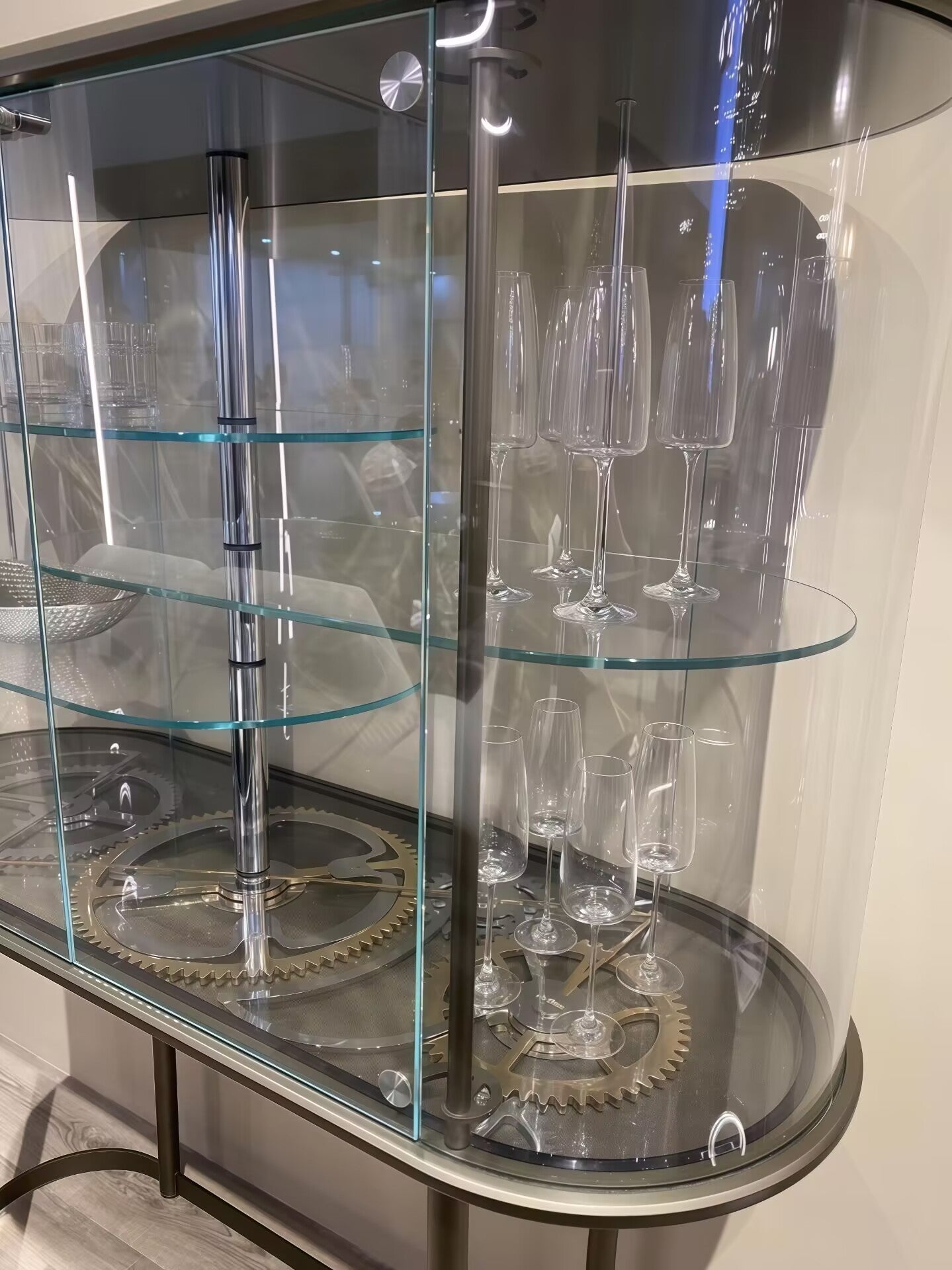Big Ben Modern Mechanical Upscale Metal Glass Wine Cabinet