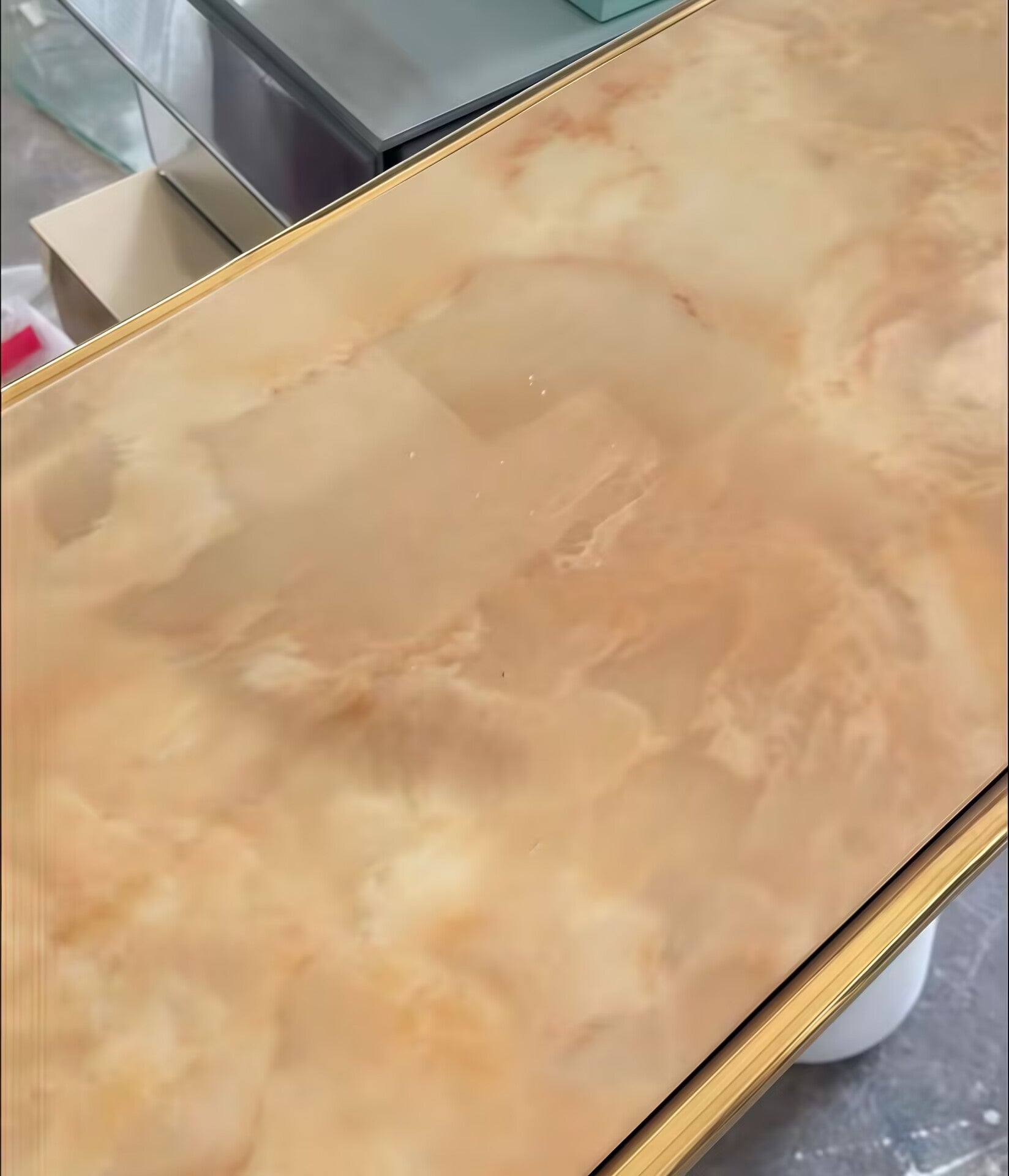 Billie Villa Unique Artistic Brass Oval Marble Customize Console