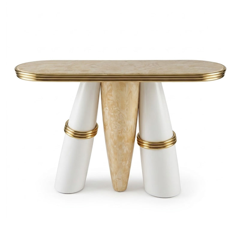 Billie Villa Unique Artistic Brass Oval Marble Customize Console