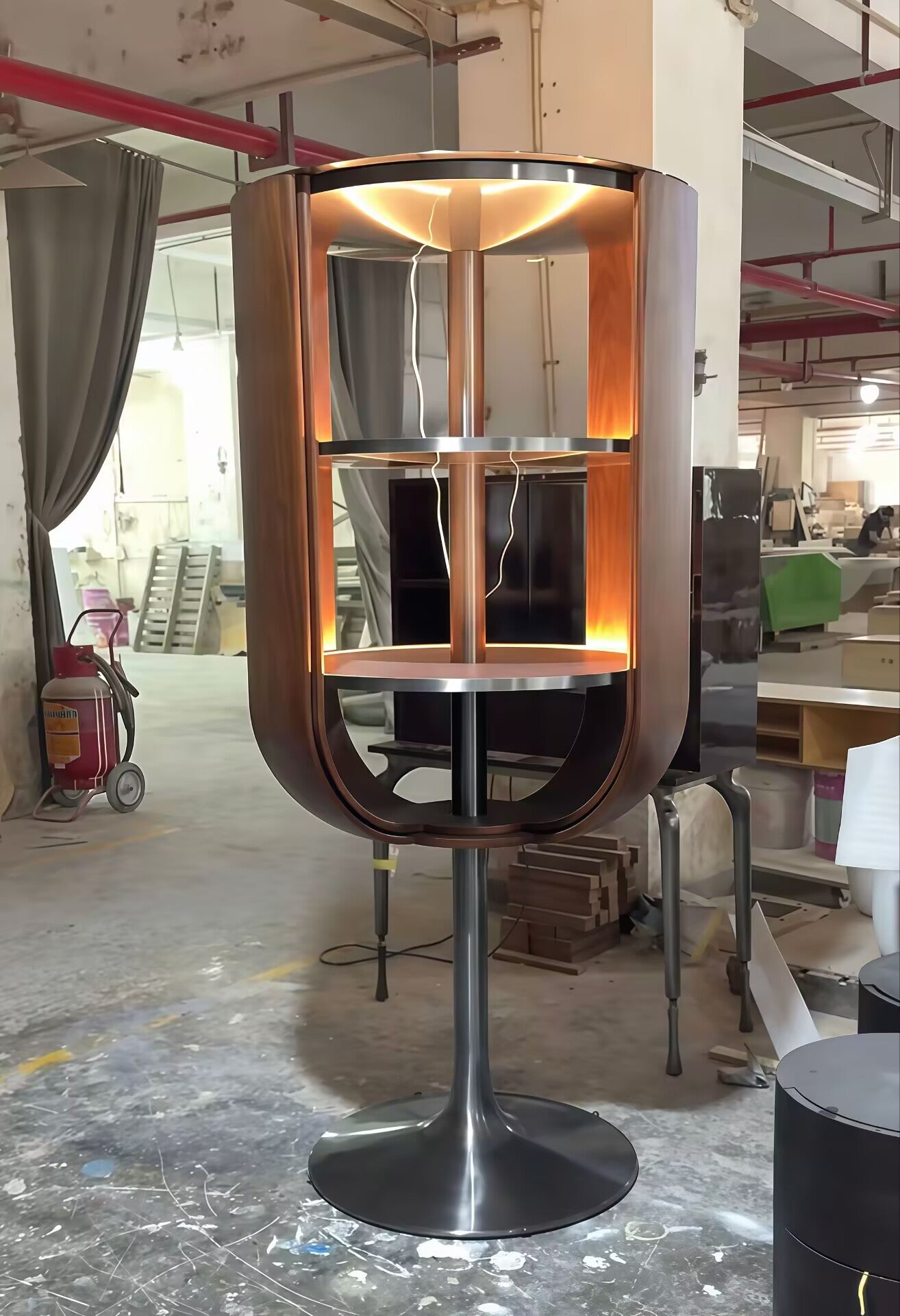 Bloom Luxurious Art Irregular Simplicity Solid Wood Wine Cabinet