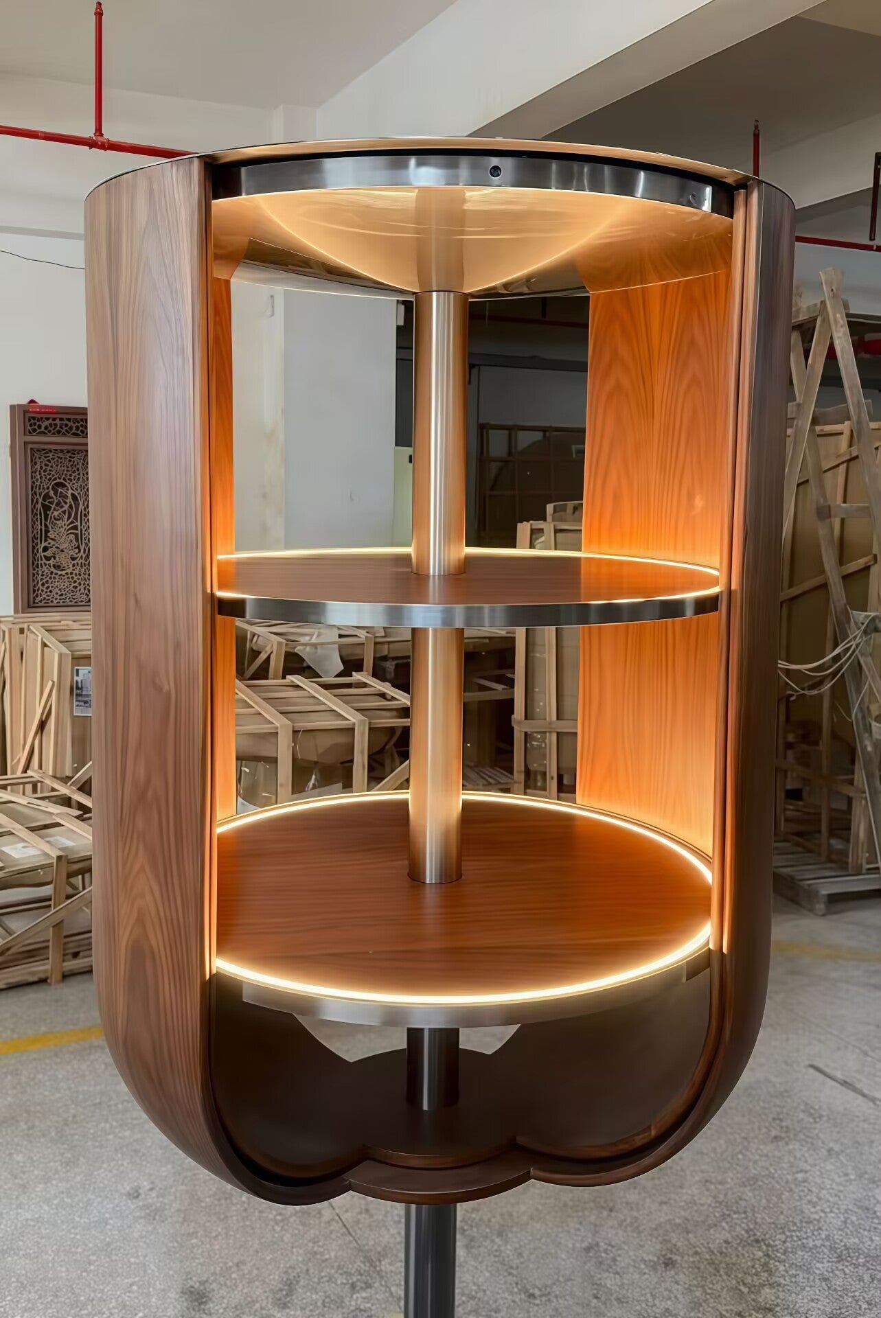 Bloom Luxurious Art Irregular Simplicity Solid Wood Wine Cabinet