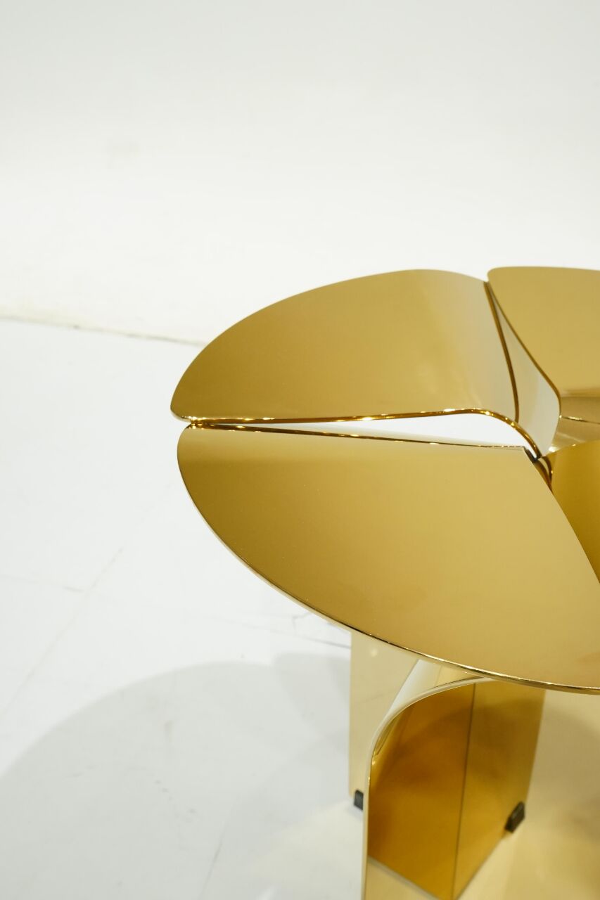 Blossom Artistic High End Designer Stainless Steel Petal Side Table
