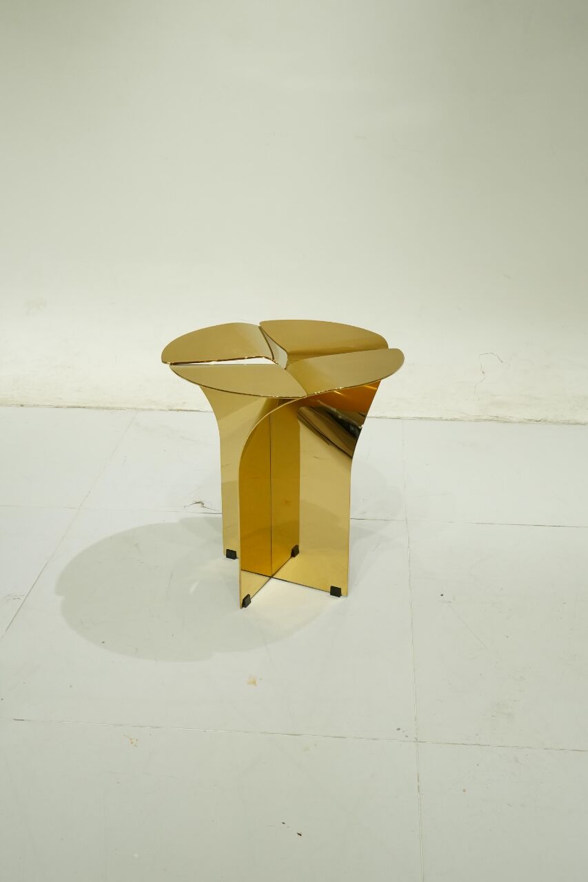 Blossom Artistic High End Designer Stainless Steel Petal Side Table