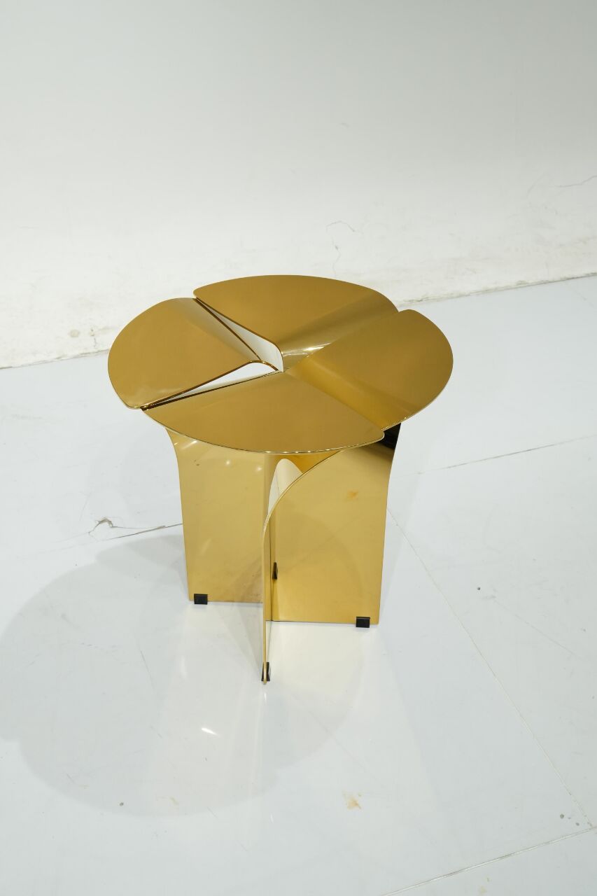 Blossom Artistic High End Designer Stainless Steel Petal Side Table