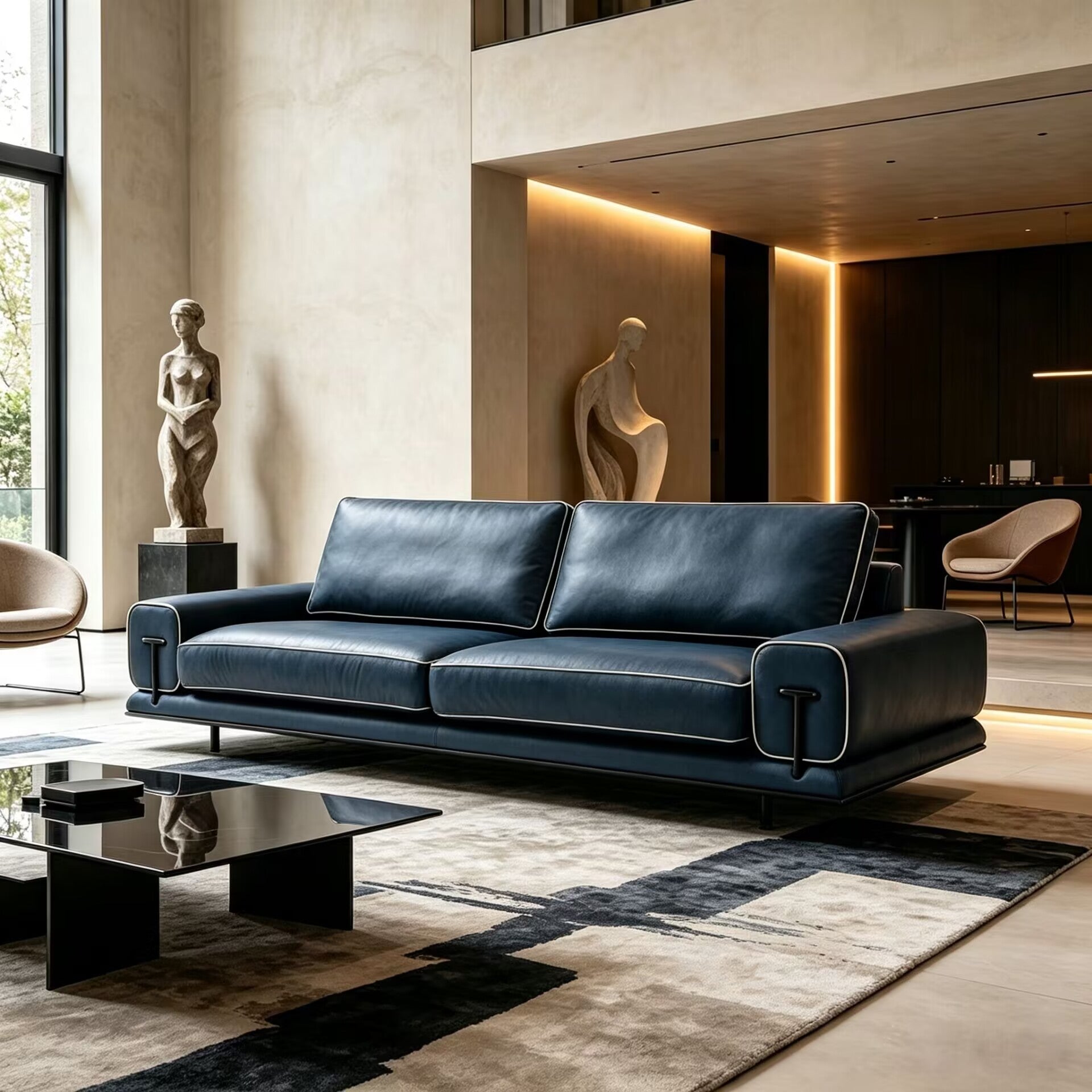 Blues Villa Living Room Luxurious Superior Quality Art Leather Sofa