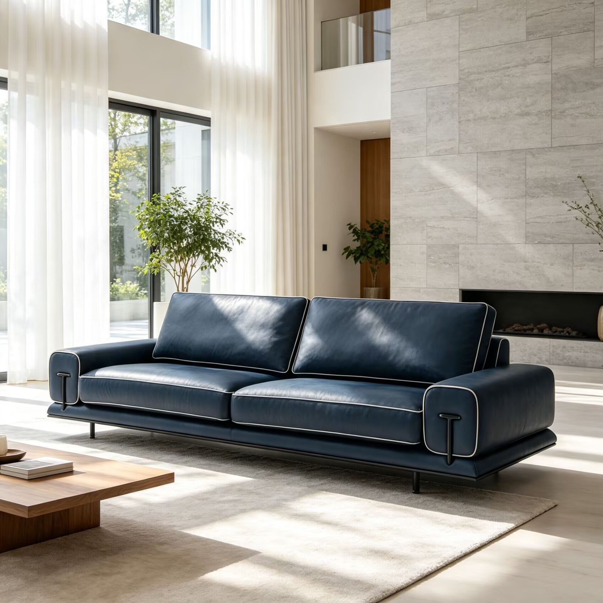 Blues Villa Living Room Luxurious Superior Quality Art Leather Sofa