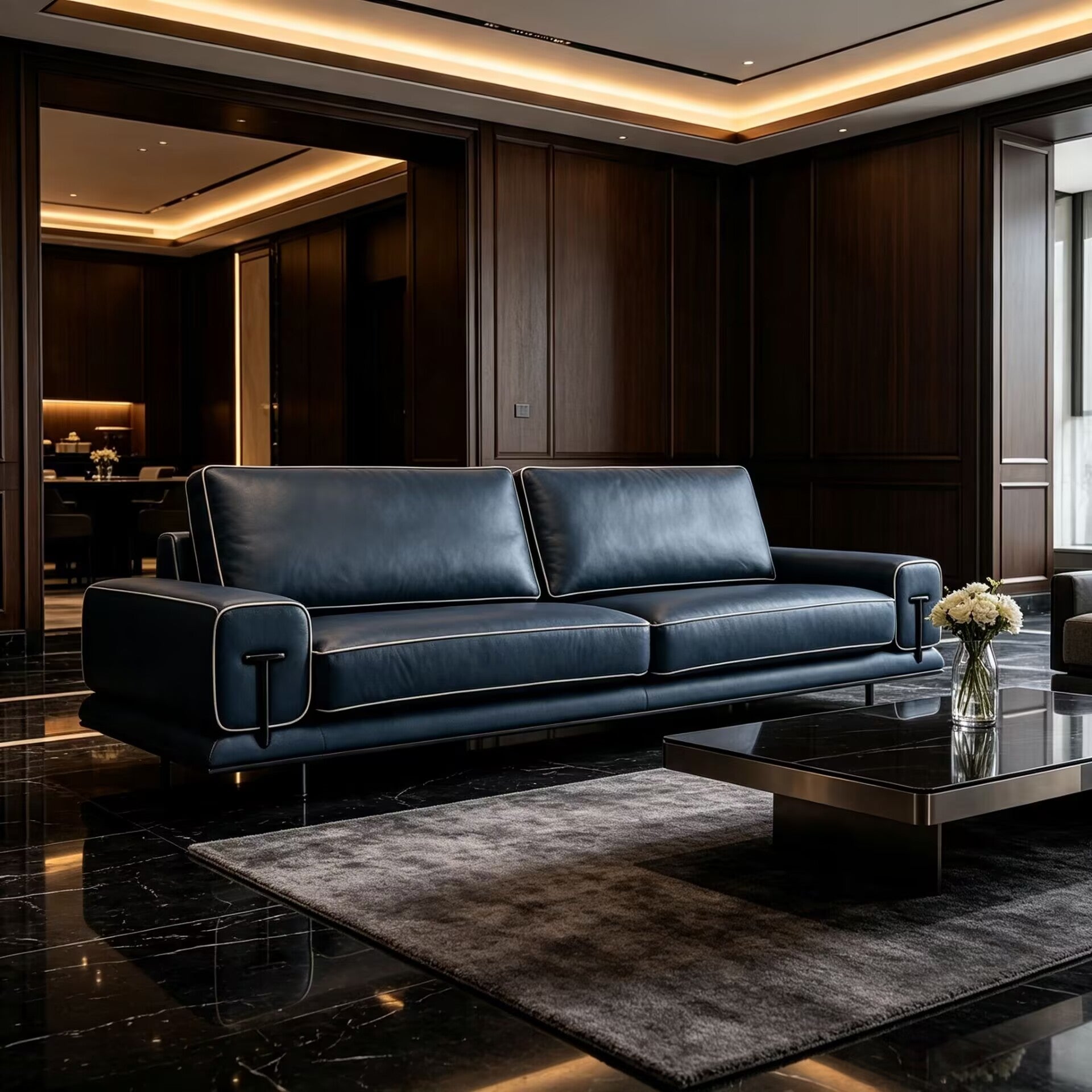Blues Villa Living Room Luxurious Superior Quality Art Leather Sofa