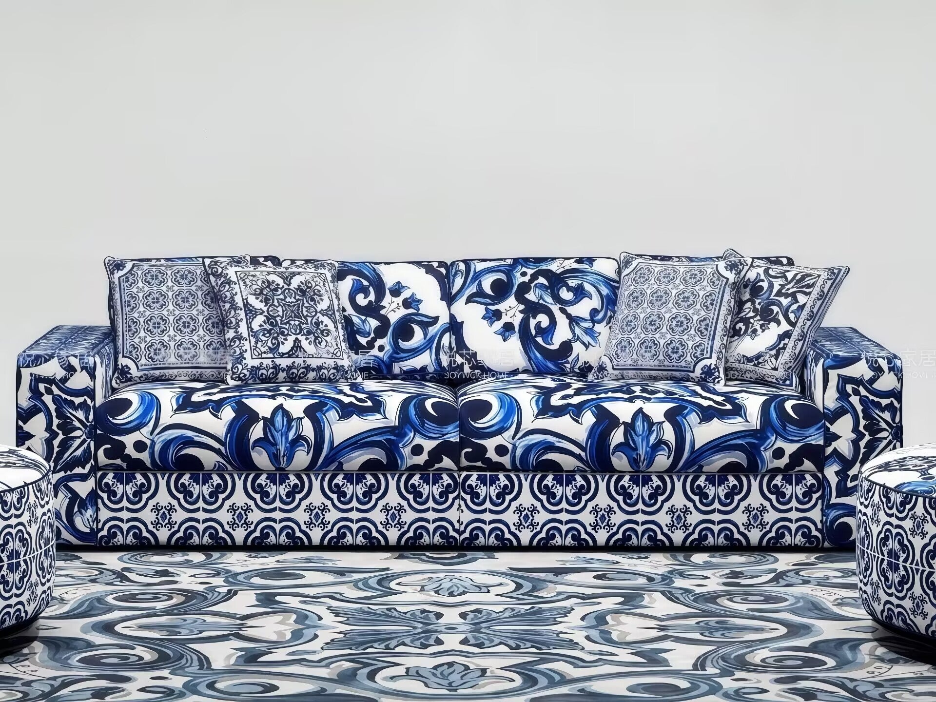 Blumediterraneo Villa Living Room Unique Upscale Fabric Sofa