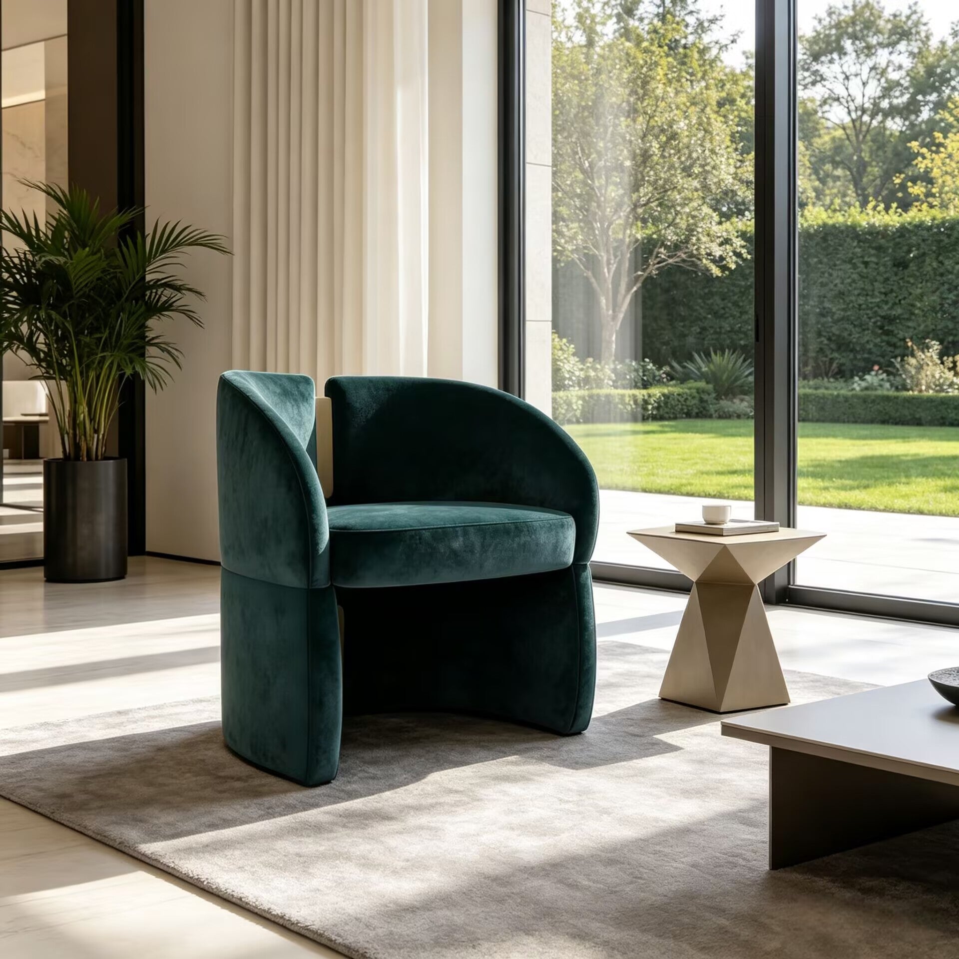 Isadora Modern Luxury Minimalist Solid Wood Fabric Sofa Chair