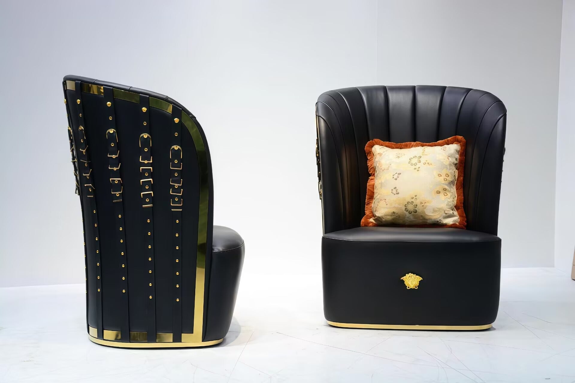 Bondage Italian Luxurious Genuine Leather High-Back Sofa Chair