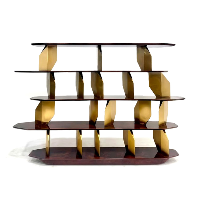 Luxury Villa Living Room Designer Irregular Solid Wood Bookshelf
