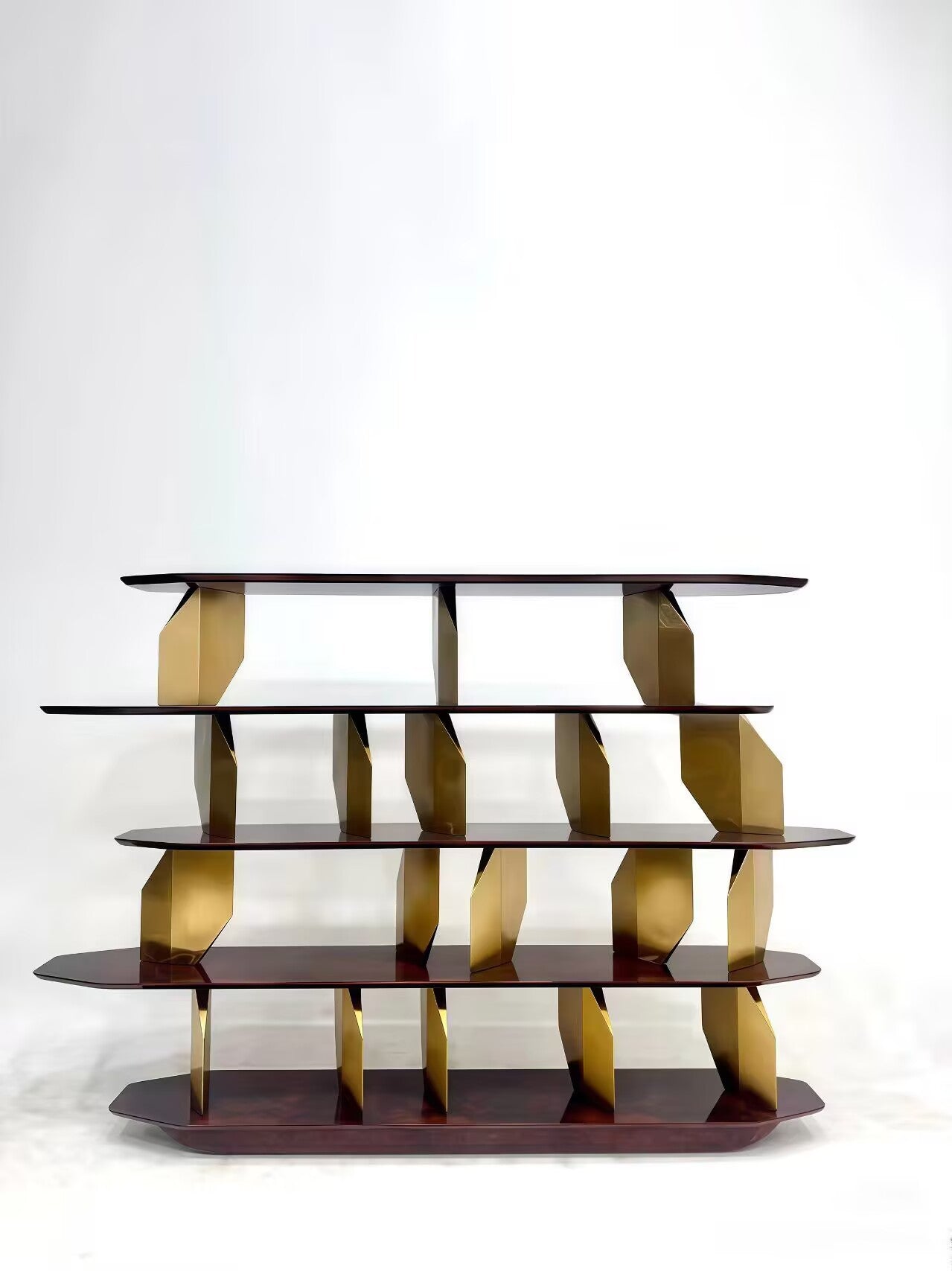 Luxury Villa Living Room Designer Irregular Solid Wood Bookshelf