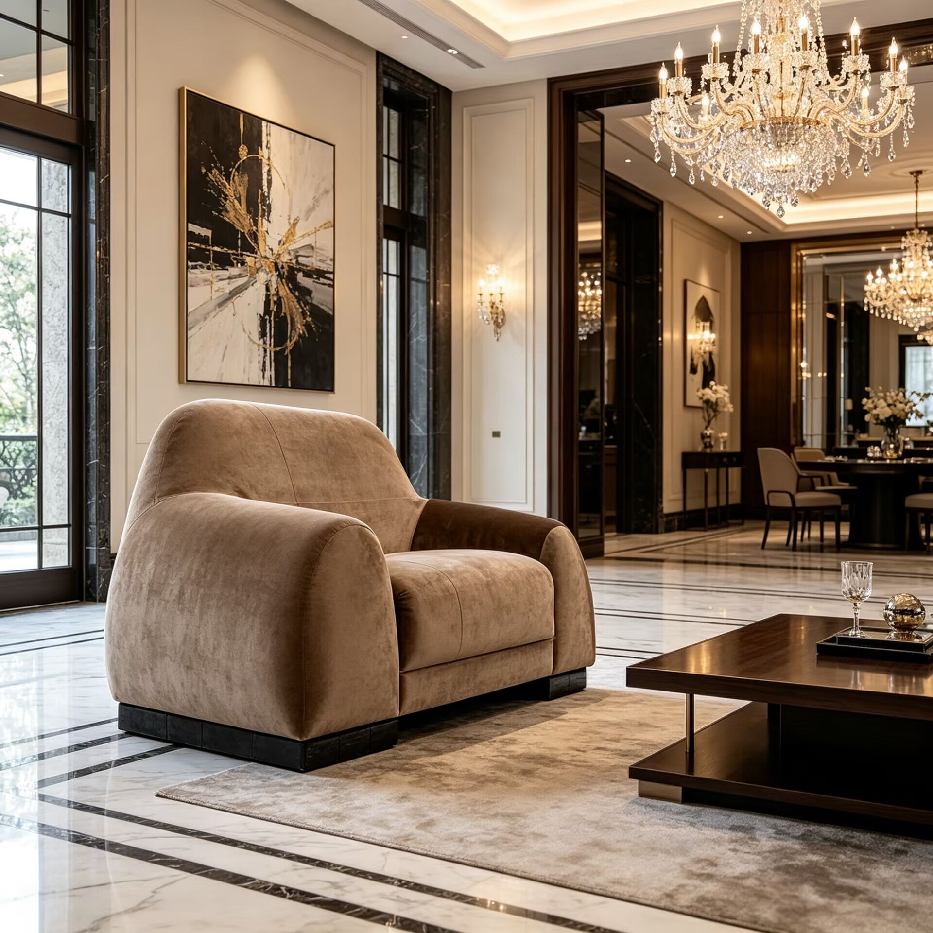 Borneo Italian High-End Simple Fabric Customize Single Sofa Chair