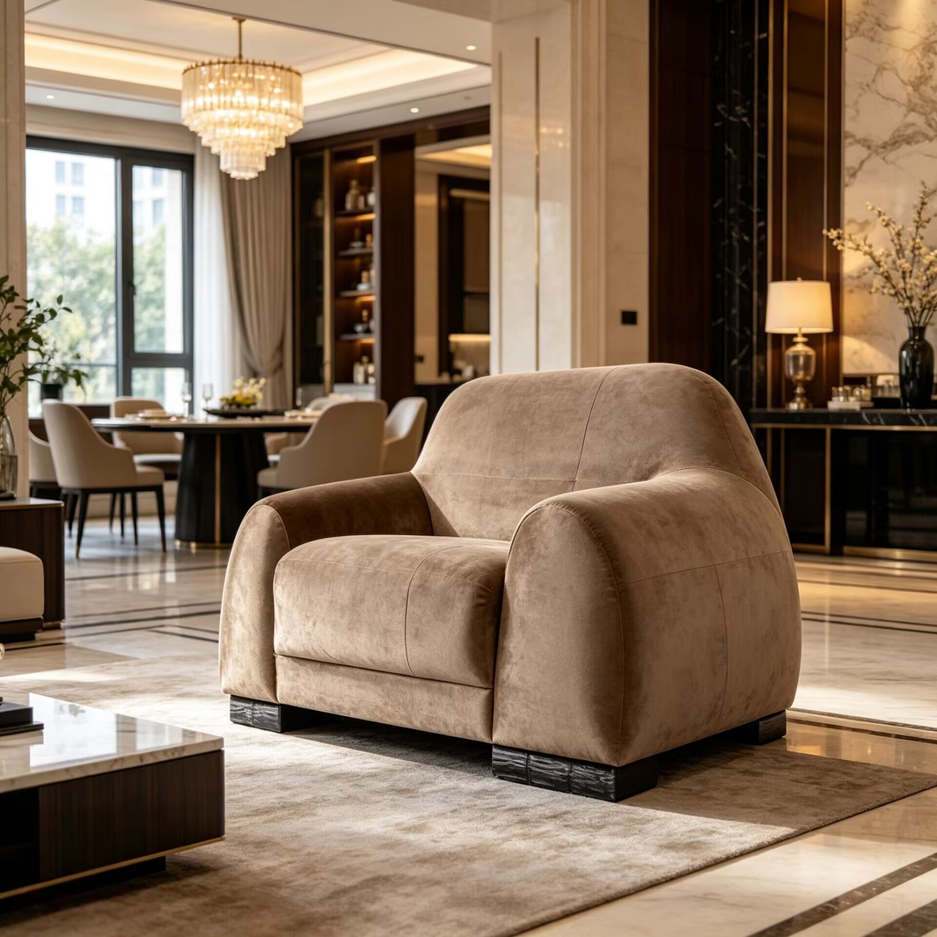 Borneo Italian High-End Simple Fabric Customize Single Sofa Chair