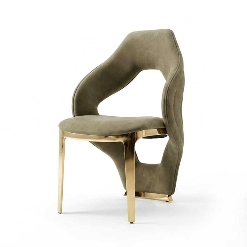 Botega Luxury Designer Artistic Metal Genuine Leather Dining Chair