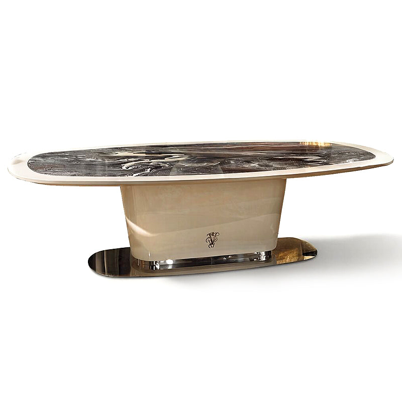 Brunswick Villa Modern Minimalist Upscale Metal Marble Dining Table