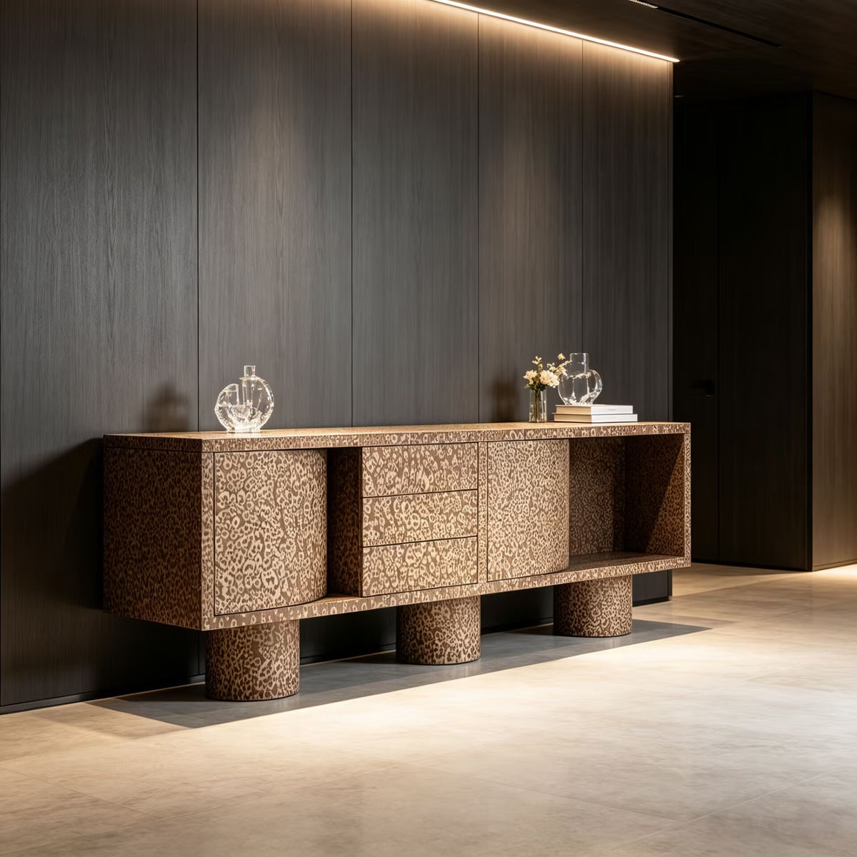 Brutal High-End Unique Artistic Minimalist Solid Wood Sideboard