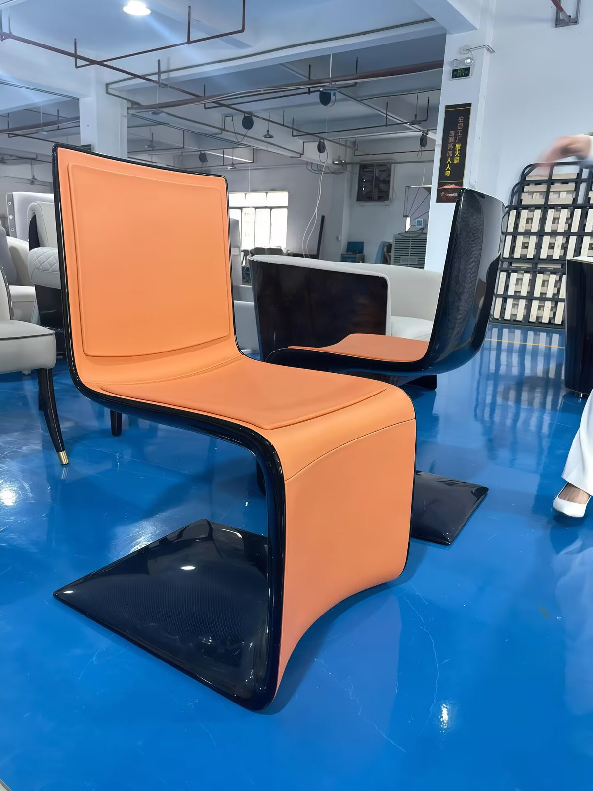 Atlantic Italian High-End Carbon Fiber Genuine Leather Dining Chair